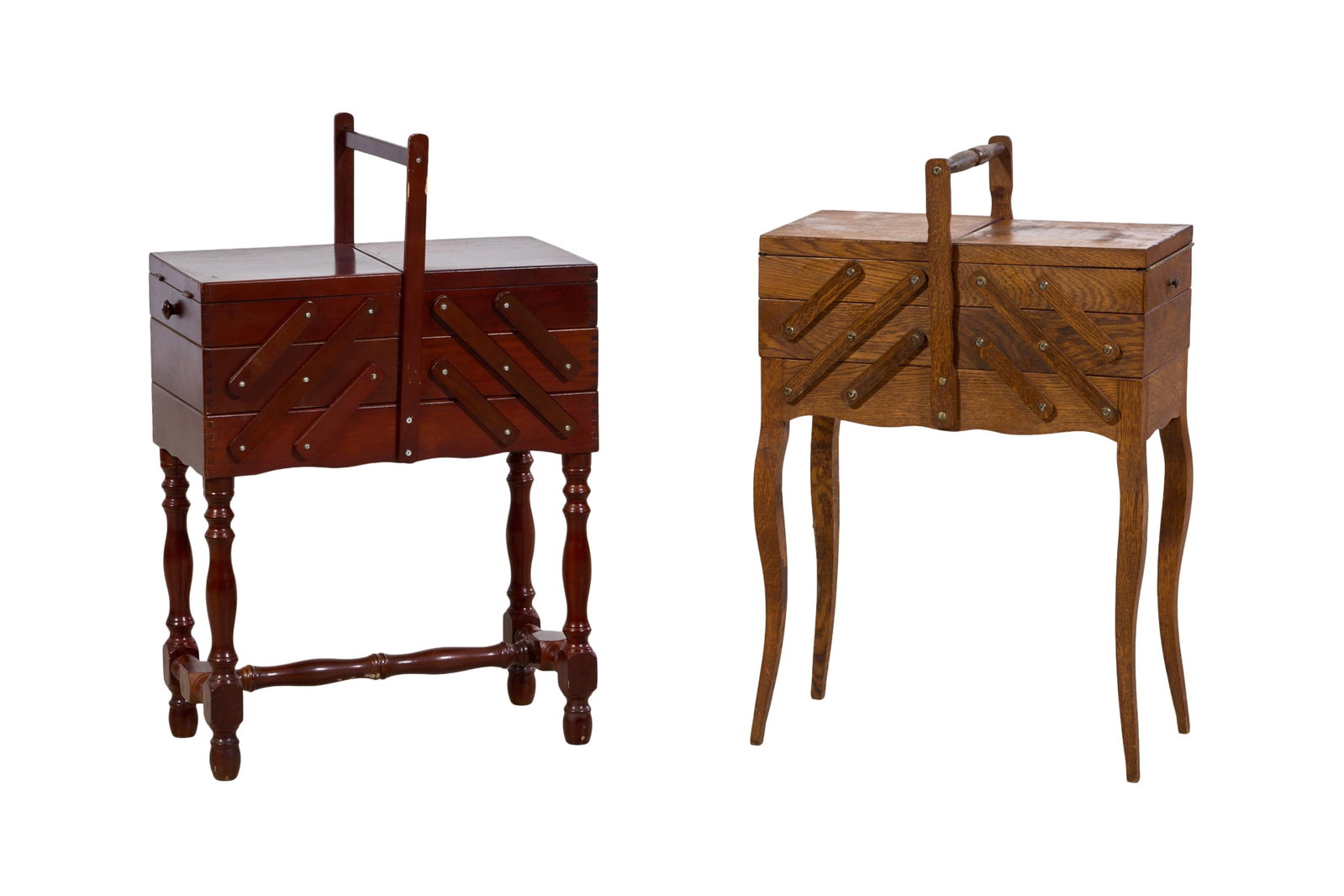 Two French Travailleuses, early/mid 20th c., Cabriole- Closed- H.- 29 1/2, W.- 19 in., D.- 10 in. (2 (1 of 2)