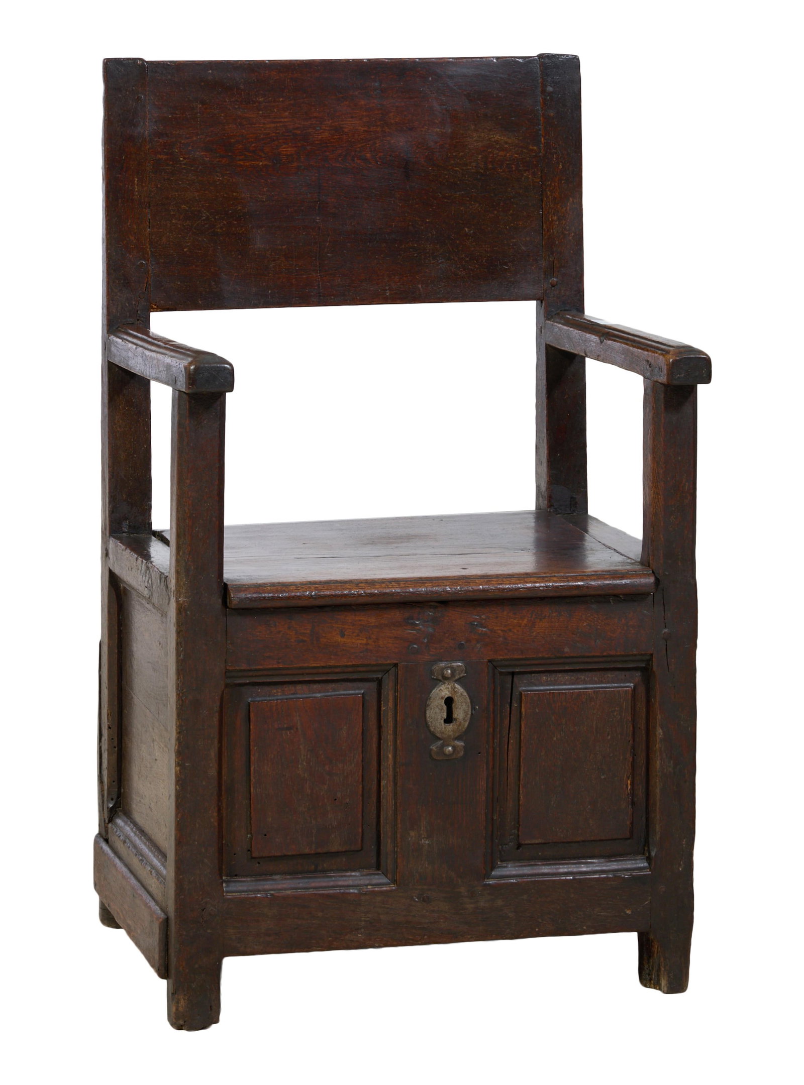 French Louis XIII Style Walnut Coffer Arm Chair, mid 19th c., H.- 35 in., W.- 20 in., D.- 18 in. (1 of 1)