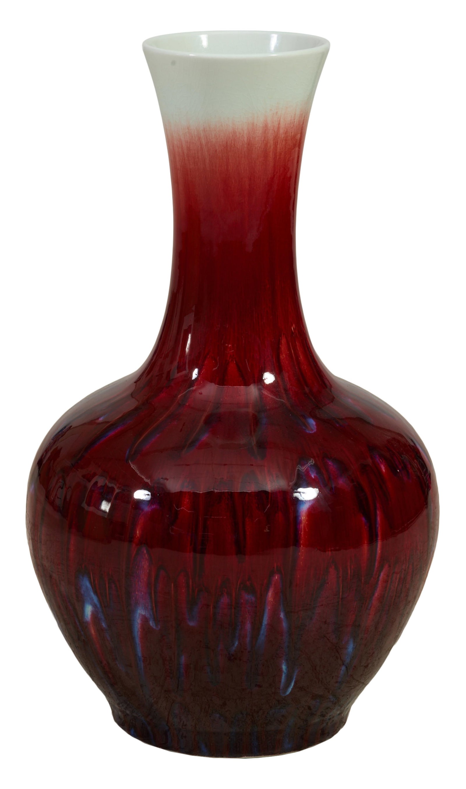 Large Oriental Sangre de Boeuf Vase, 20th c., H.- 28 in., Dia.- 15 1/2 in. (1 of 3)