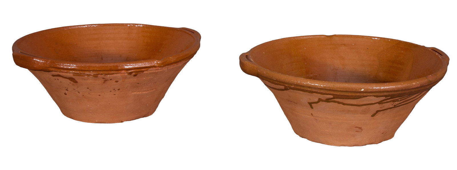 Two French Provincial Terra Cotta Mixing Bowls, mid/late 20th c., Each- H.- 5 in., Dia.- 13 1/2 in. (1 of 2)