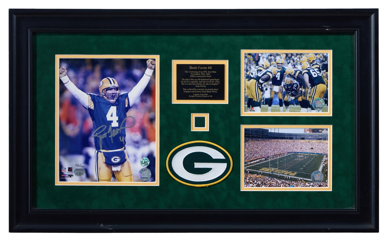 Brett Favre "Legends of the Field" Autographed NFL Memorabilia, Overall- H.- 171/4 in., W.- 28 3/4 (1 of 8)