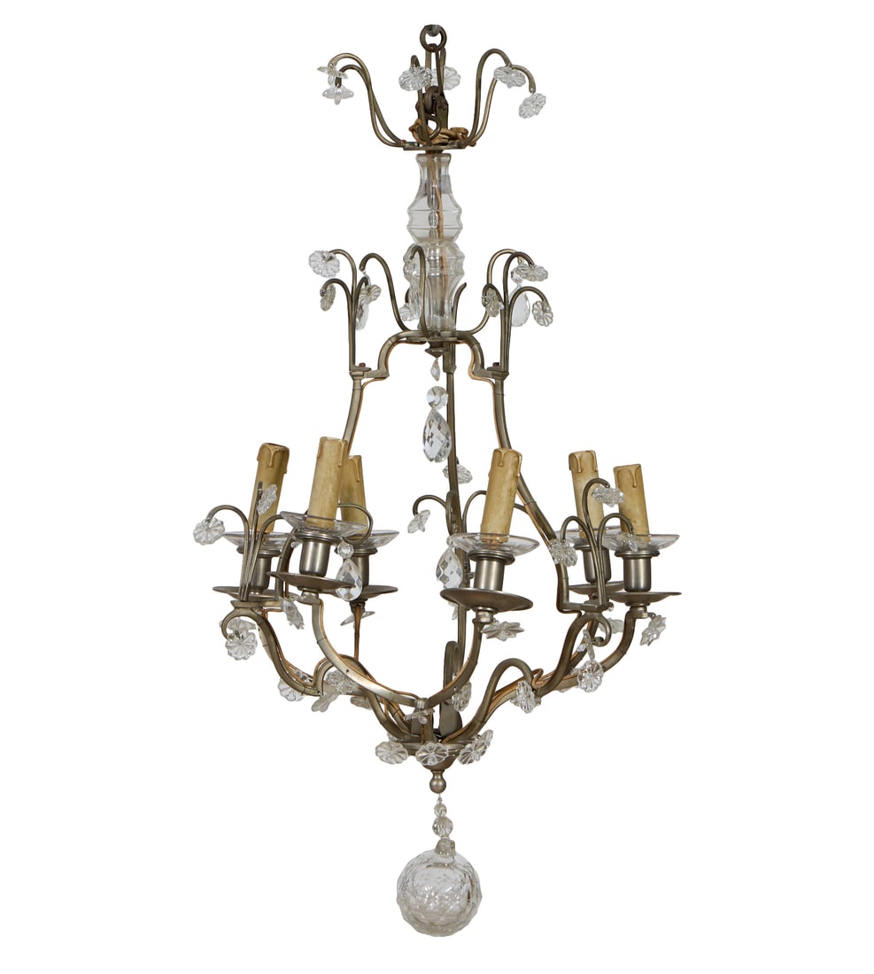 French Louis XVI Style Crystal Chandelier, mid 20th c., H.- 31 in., Dia.- 18 in. (1 of 1)
