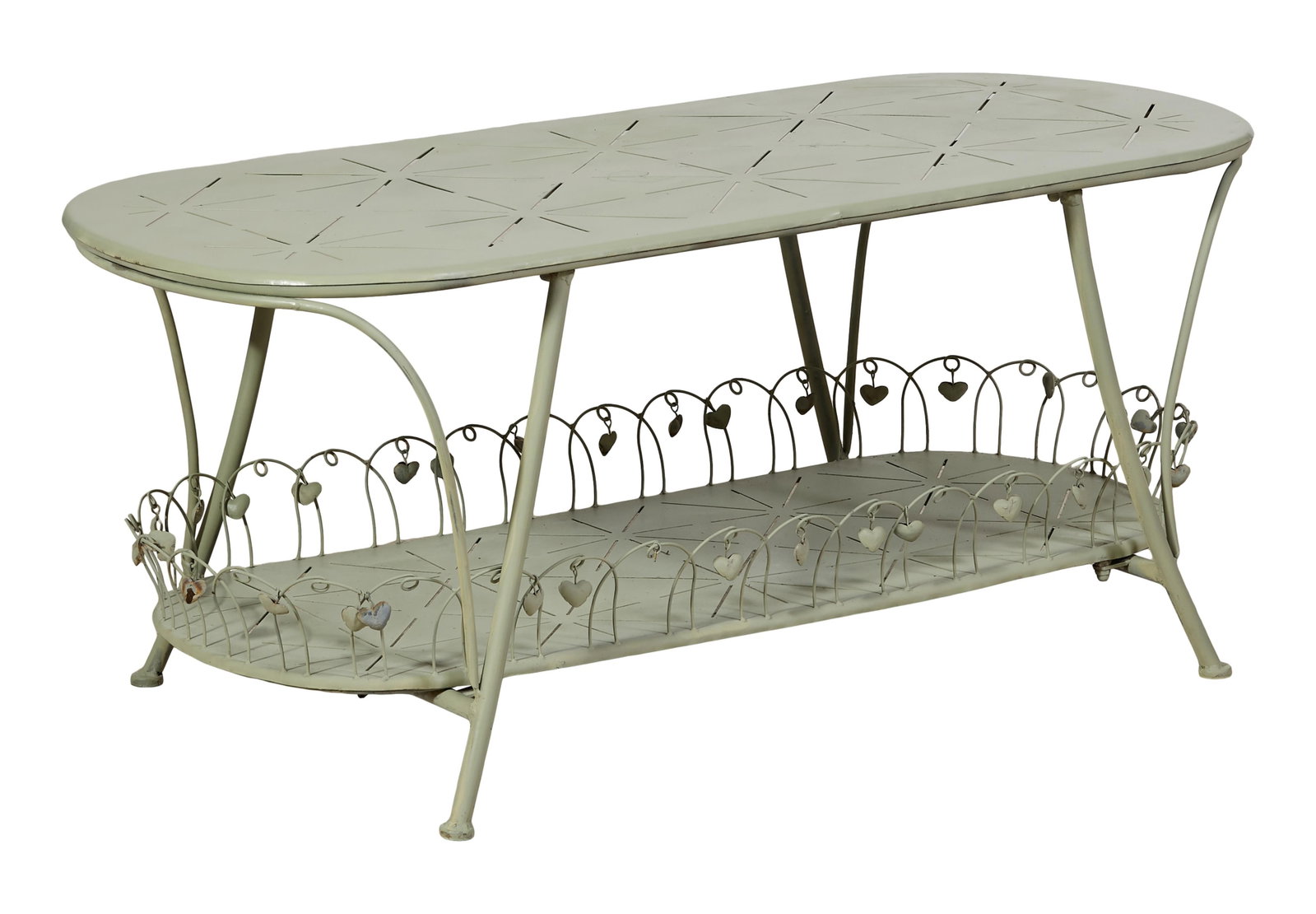 Contemporary Metal Patio Low Table, 21st c., H.- 20 in., W.- 46 1/2 in., D.- 22 in. (1 of 1)