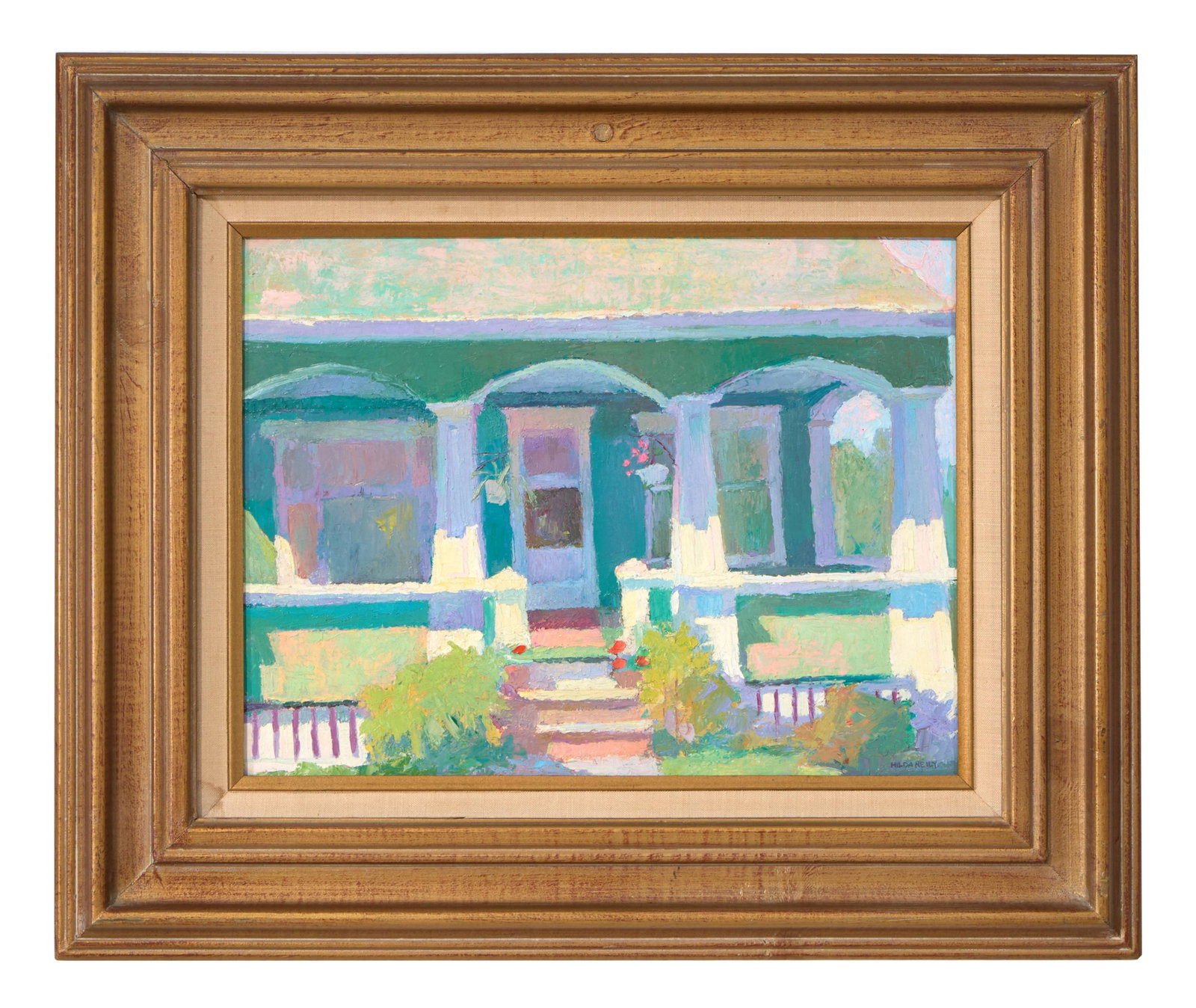 Hilda Neily (American/Cape Cod School, b. 1947), "Sunlit Front Porch," H.- 12 in., W.- 16 in., (1 of 4)