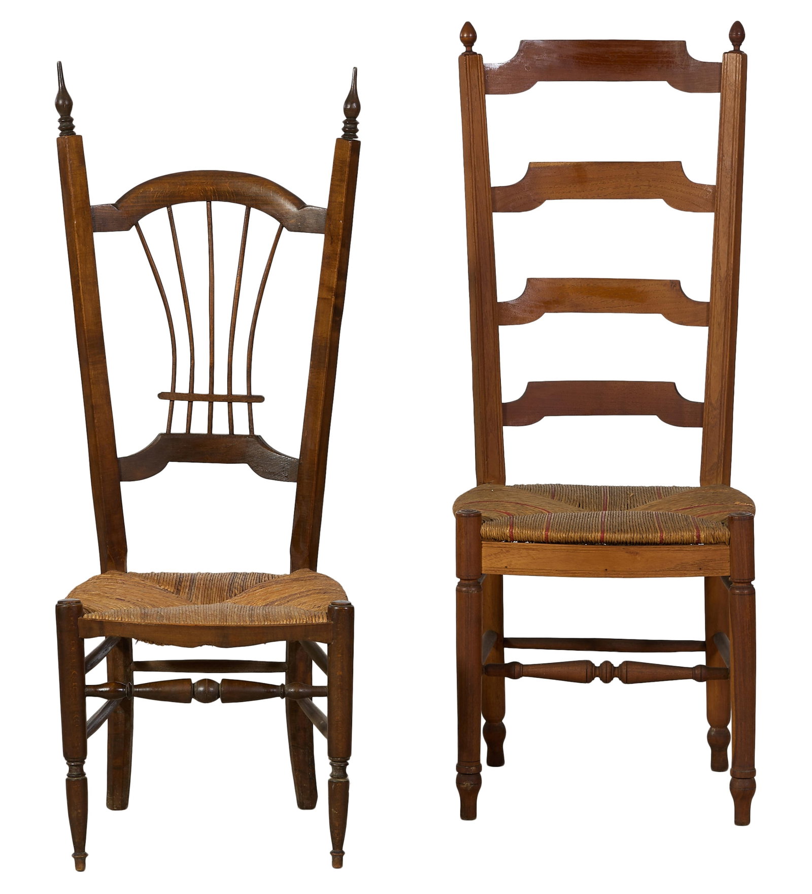 Two French Provincial Side Chairs, mid 19th c., Taller- H.- 43 in., W.- 17 1/2 in., D.- 15 in. (2 (1 of 3)