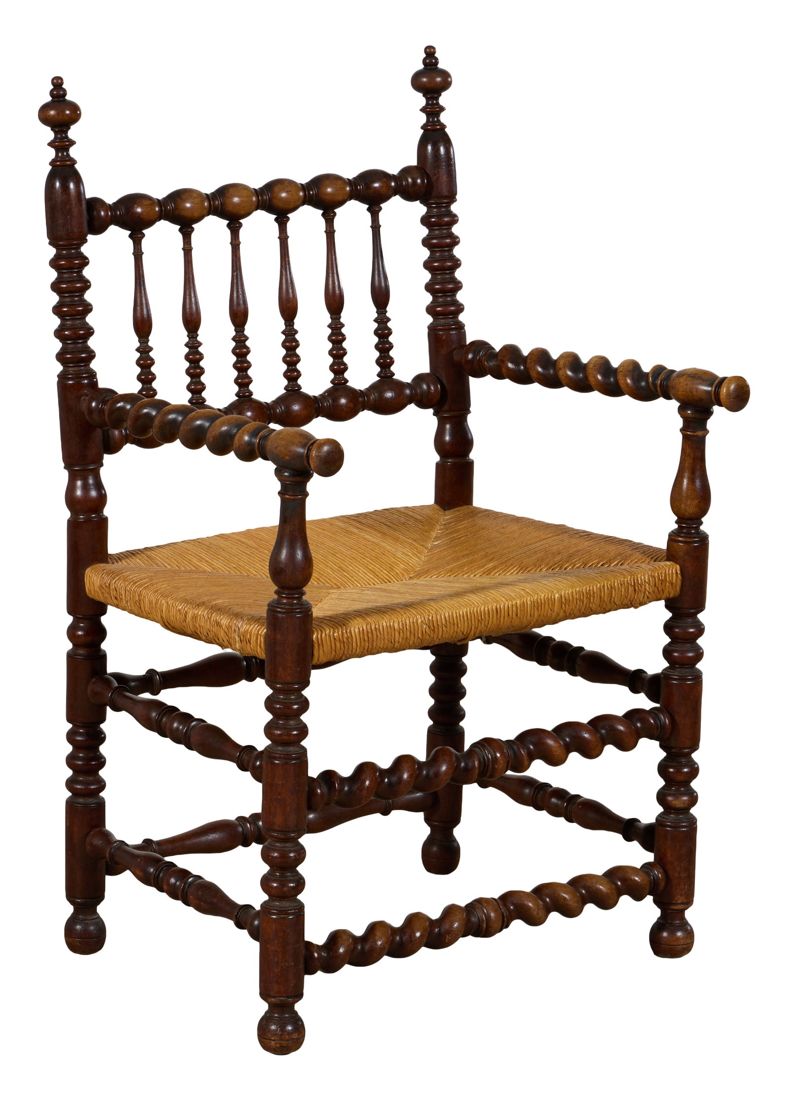French Provincial Henri II Style Fauteuil, late 19th c., H.- 36 1/2 in., W.- 21 3/4 in., D.- 19 1/2 (1 of 1)