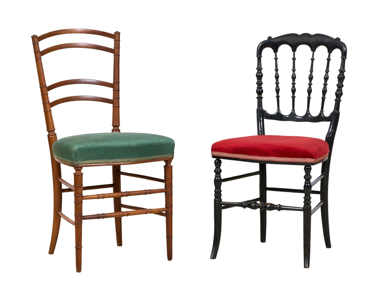 Two French Napoleon III Ballroom Chairs, late 19th c., Taller- H.- 34 1/4 in., W.- 17 in., D.- 18 (1 of 1)