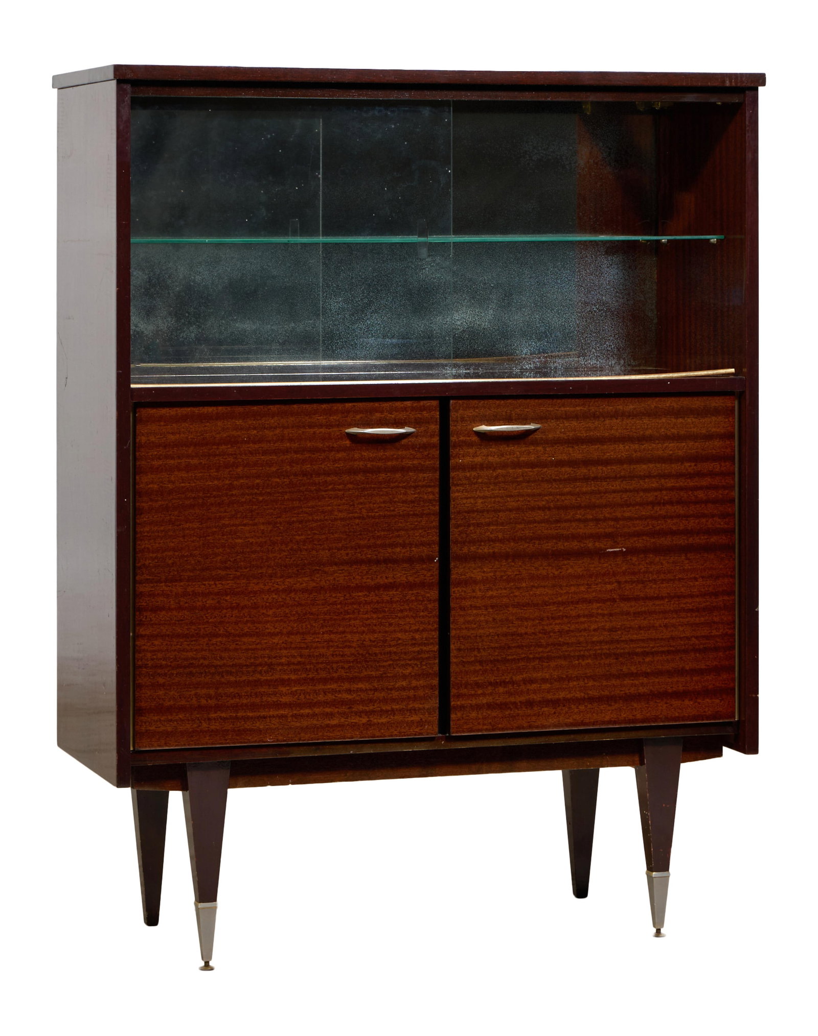 French Art Moderne Curio Cabinet, mid 20th c., H.- 50 1/2 in., W.- 39 in., D.- 16 in. (1 of 2)