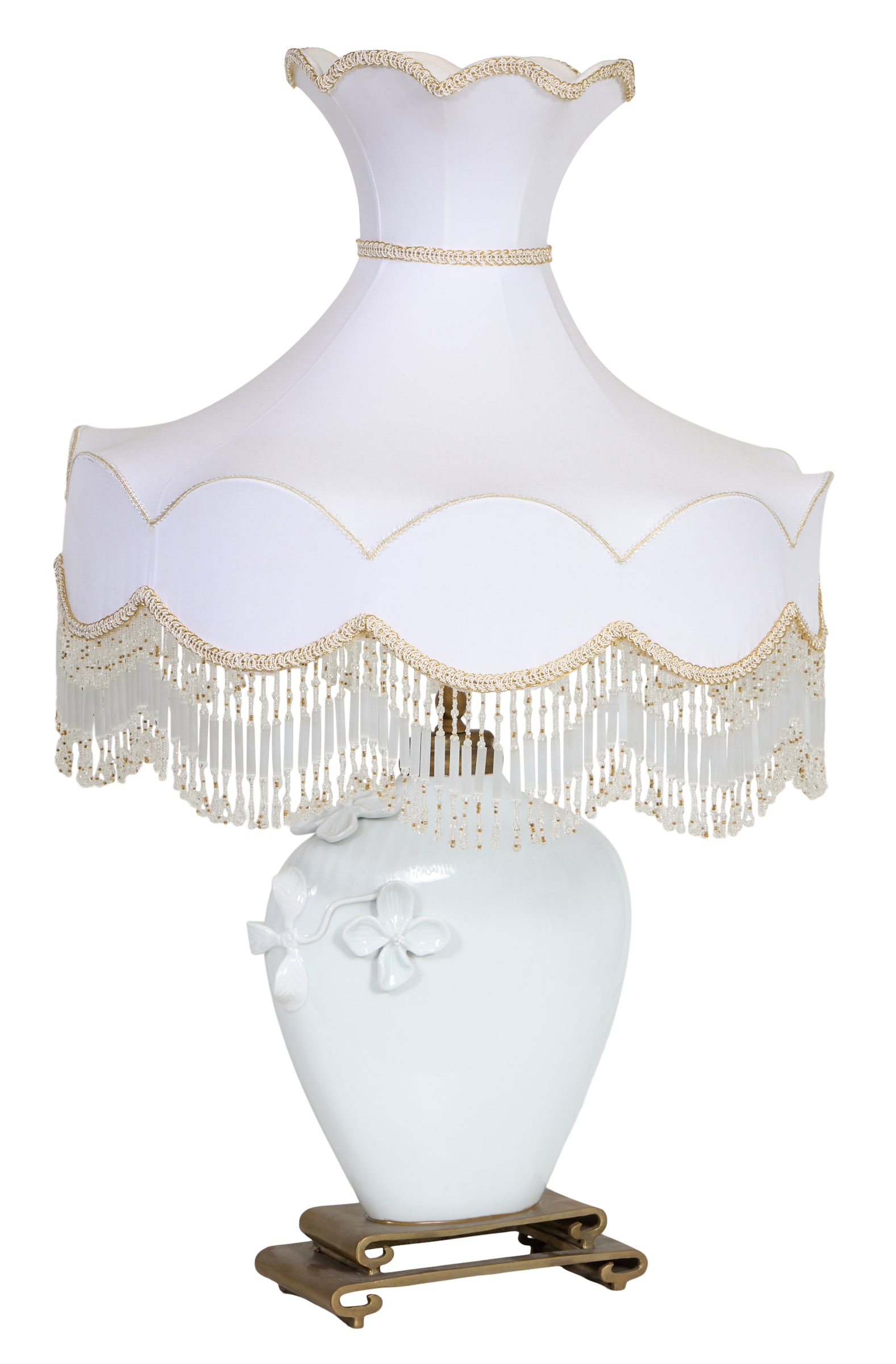 Chinese Style Floral Baluster Lamp, late 20th c., H.- 32 in., Dia.- 21 in. (1 of 2)