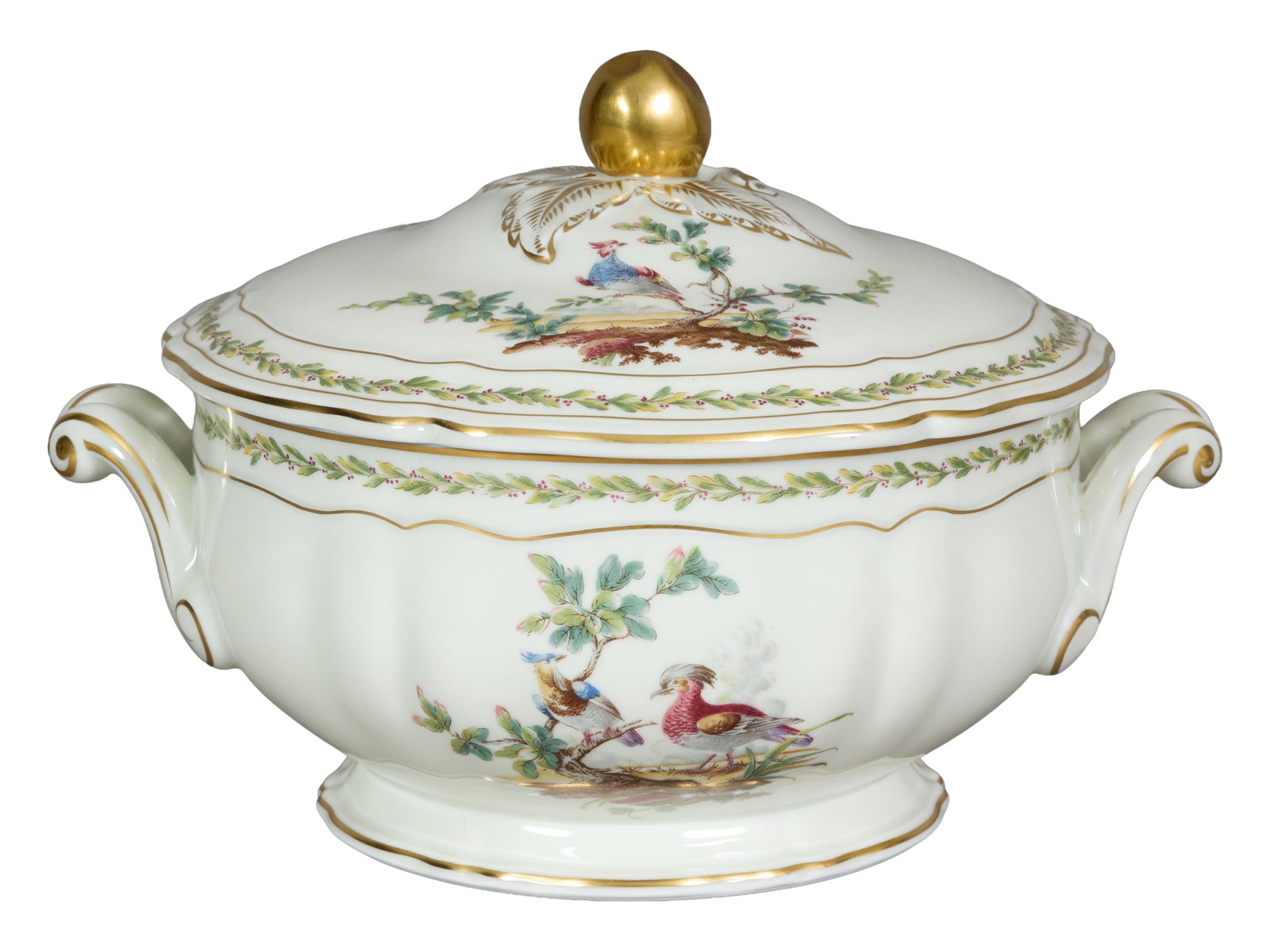 French Limoges Porcelain Tureen, early 20th c., H.- 8 1/2 in., W.- 12 in., D.- 9 3/4 in. (1 of 3)