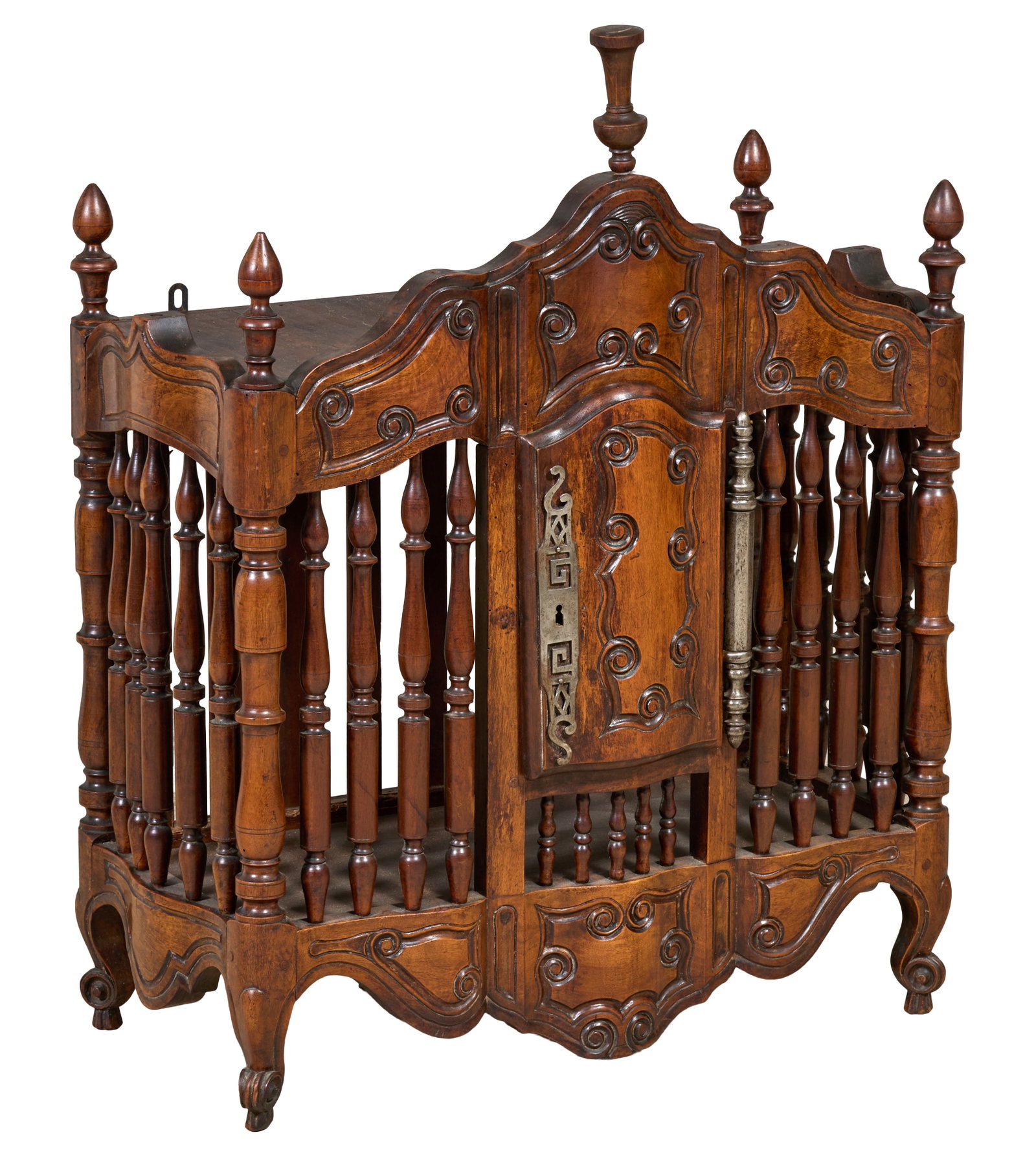 French Louis XV Style Carved Walnut Panetiere, mid 20th c., H.- 34 in., W.- 30 1/2 in., D.- 16 in. (1 of 2)