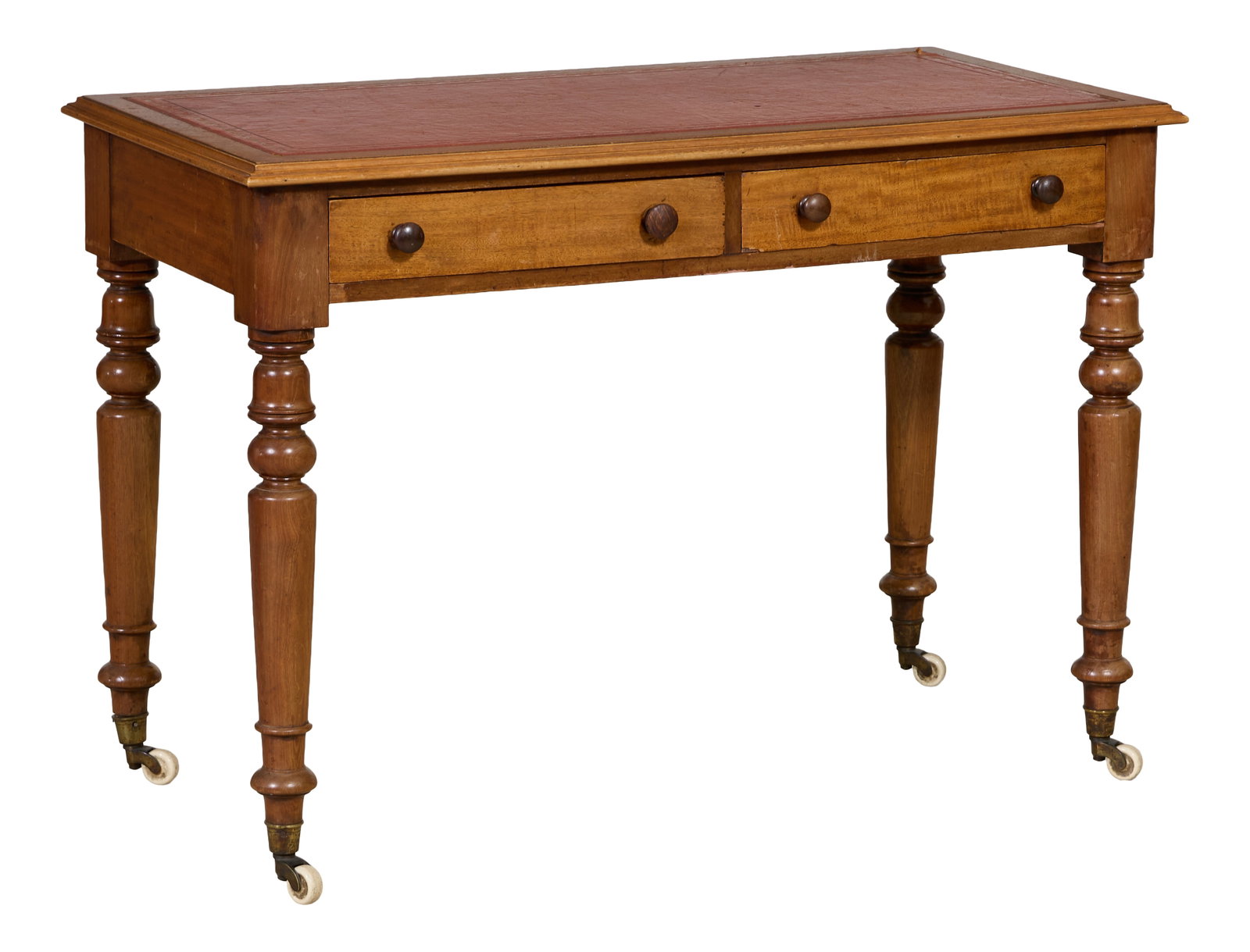 French Louis Philippe Leather Top Walnut Writing Desk, mid 19th c., H.- 29 in., W.- 41 1/2 in., D.- (1 of 1)