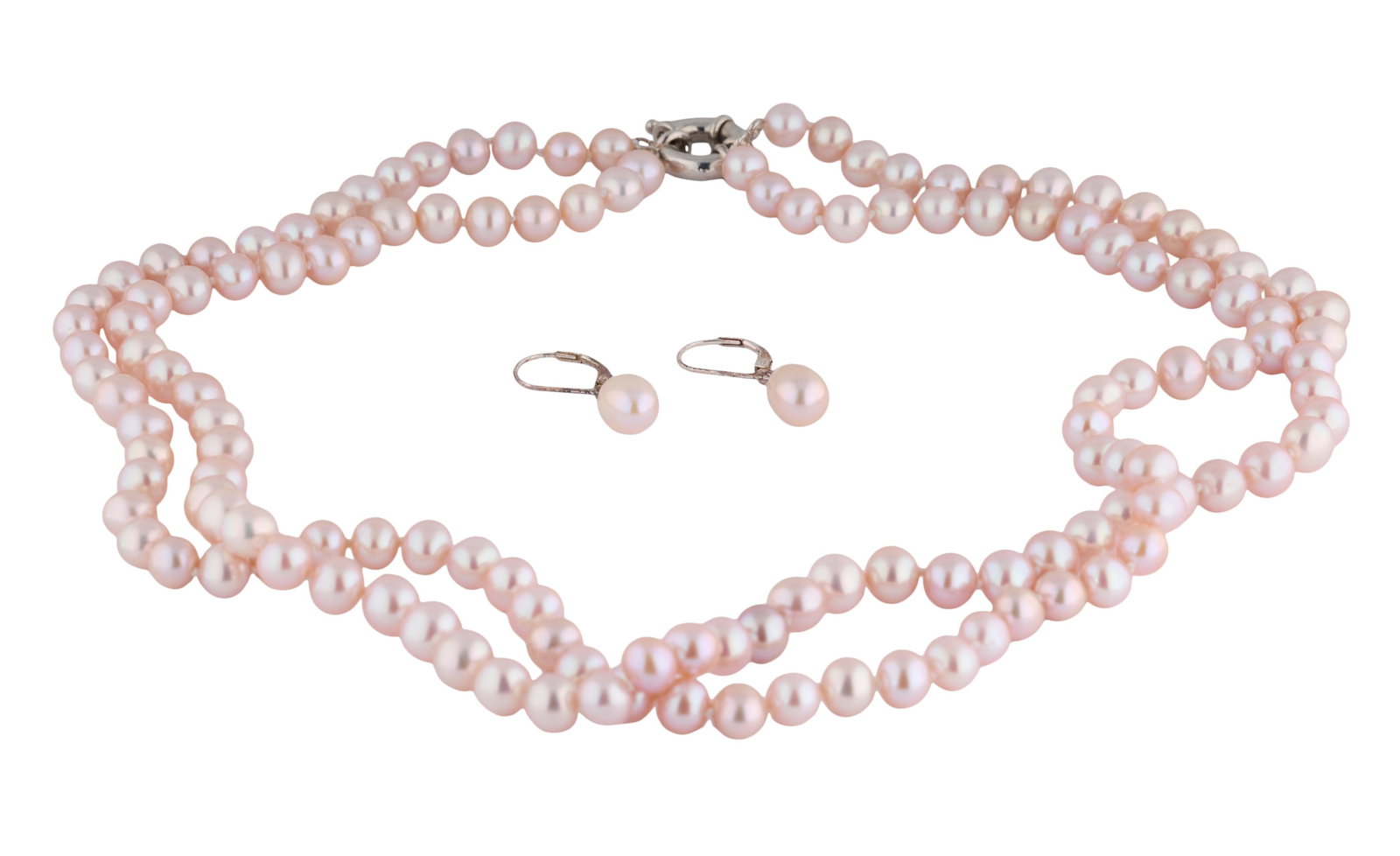 Three Piece Set of Pink Cultured Pearls, Strand- L.- 20 in. (3 Pcs.) (1 of 3)
