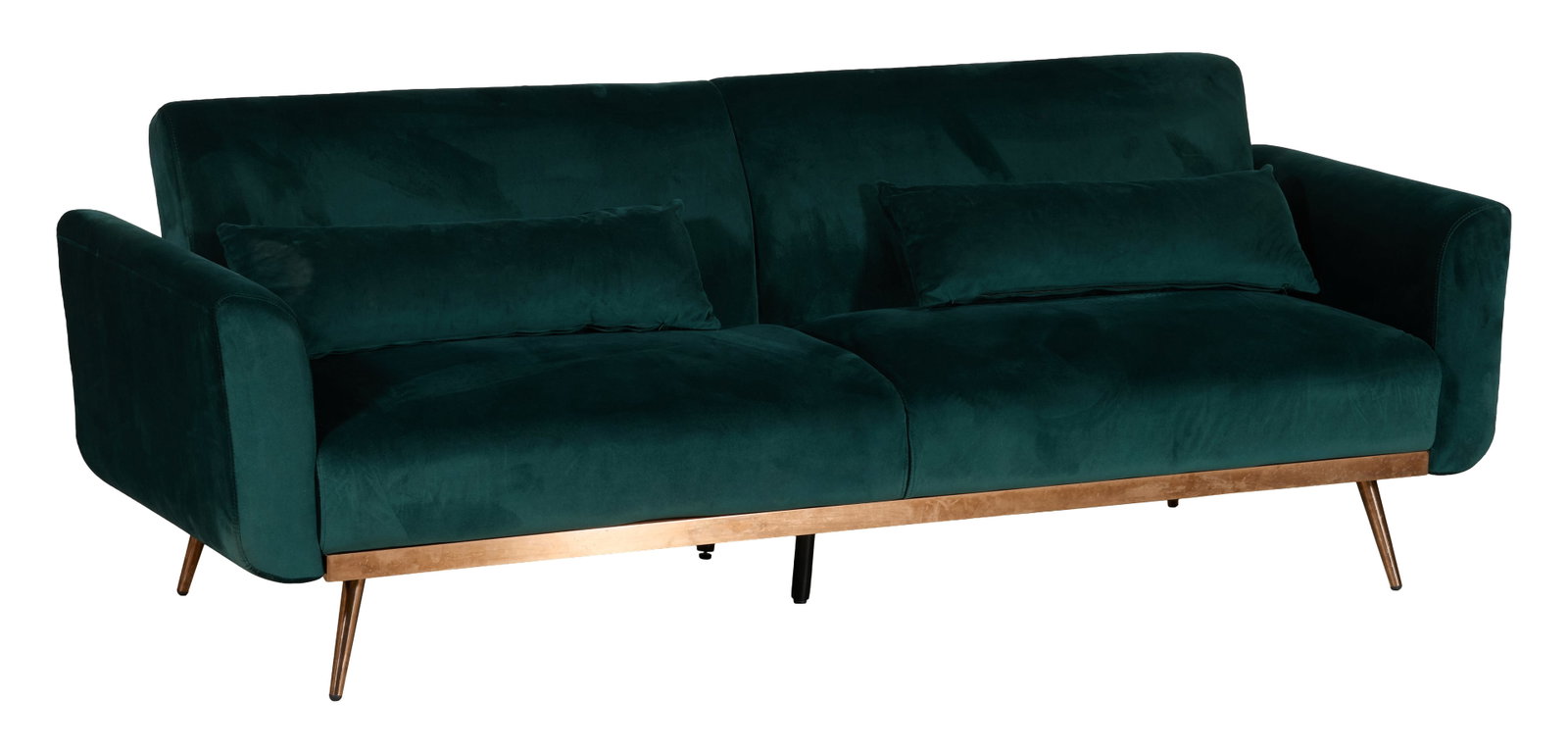 Contemporary Velvet Convertible Sofa, 21st c., Closed- H.- 30 1/2 in., W.- 83 in., D.- 32 in., Open- (1 of 2)