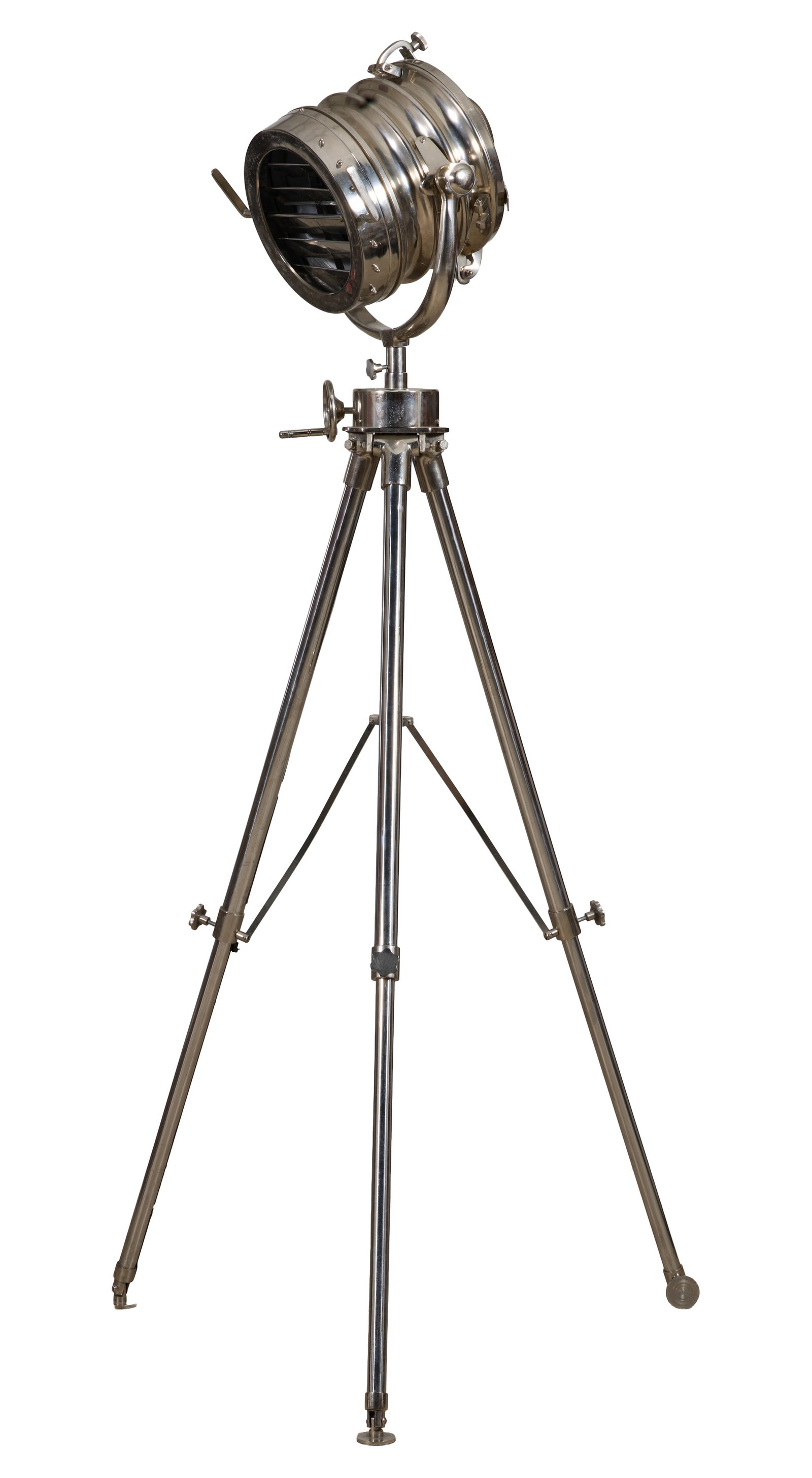 Contemporary Chrome Movie Light, late 20th/21st c., H.- 71 1/2 in., W.- 35 in., D.- 33 in. (1 of 1)