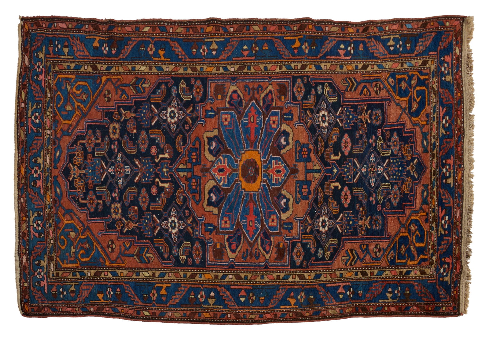 Antique West Persian Kurdish Hamadan Carpet, c. 1925-1935, 4' 6 x 7'. (1 of 2)