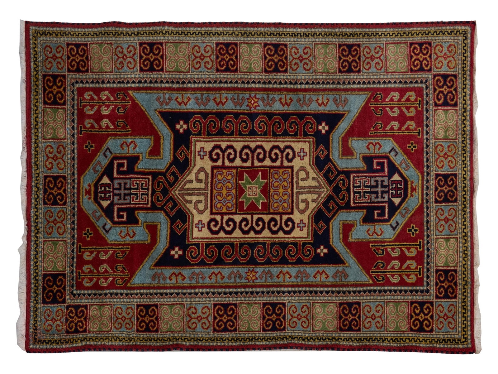 Afghan Kazak Carpet, 4' 8 x 6' 5. (1 of 2)