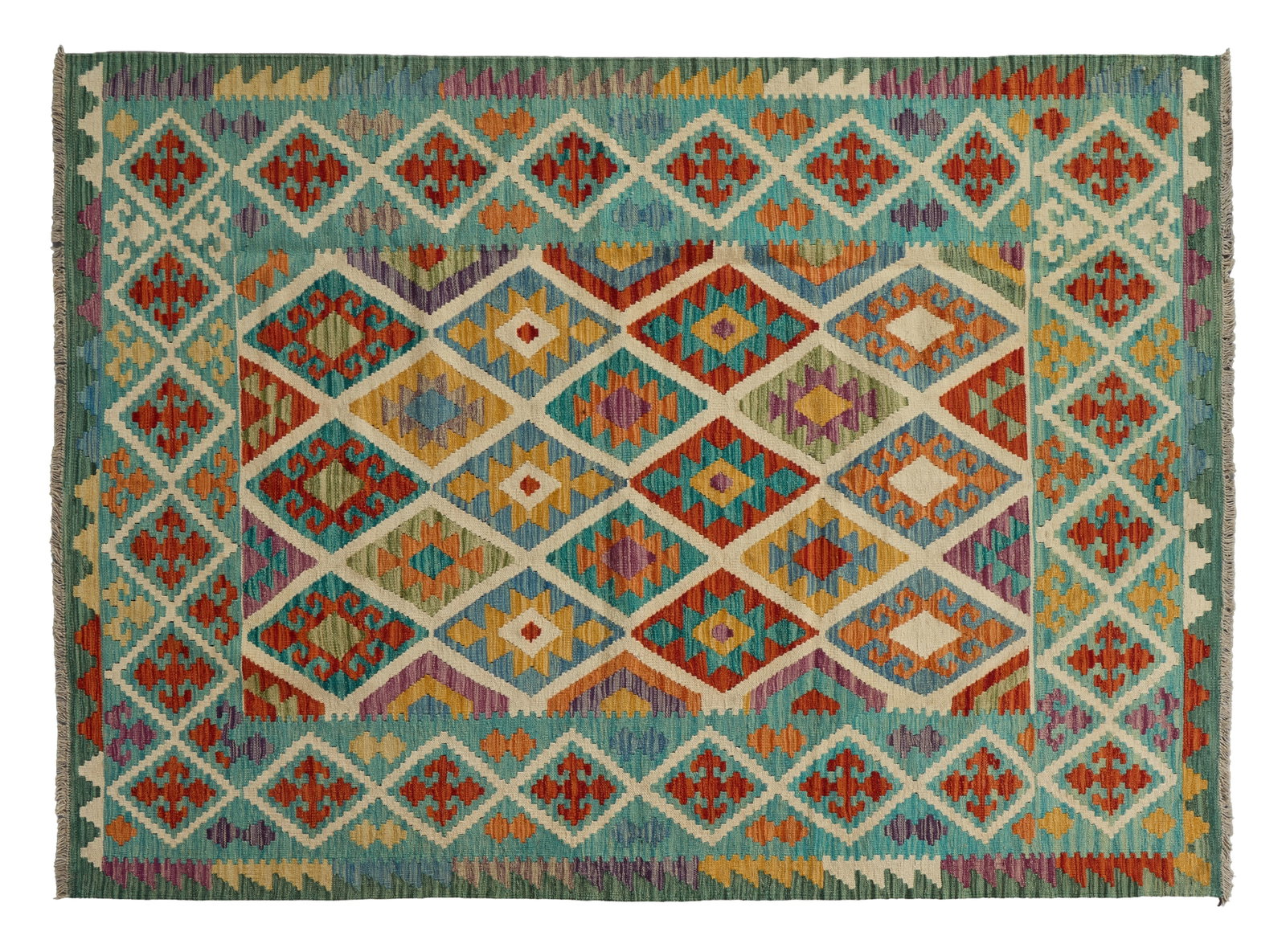 Turkish Kilim Carpet, 5' 10 x 8'. (1 of 2)