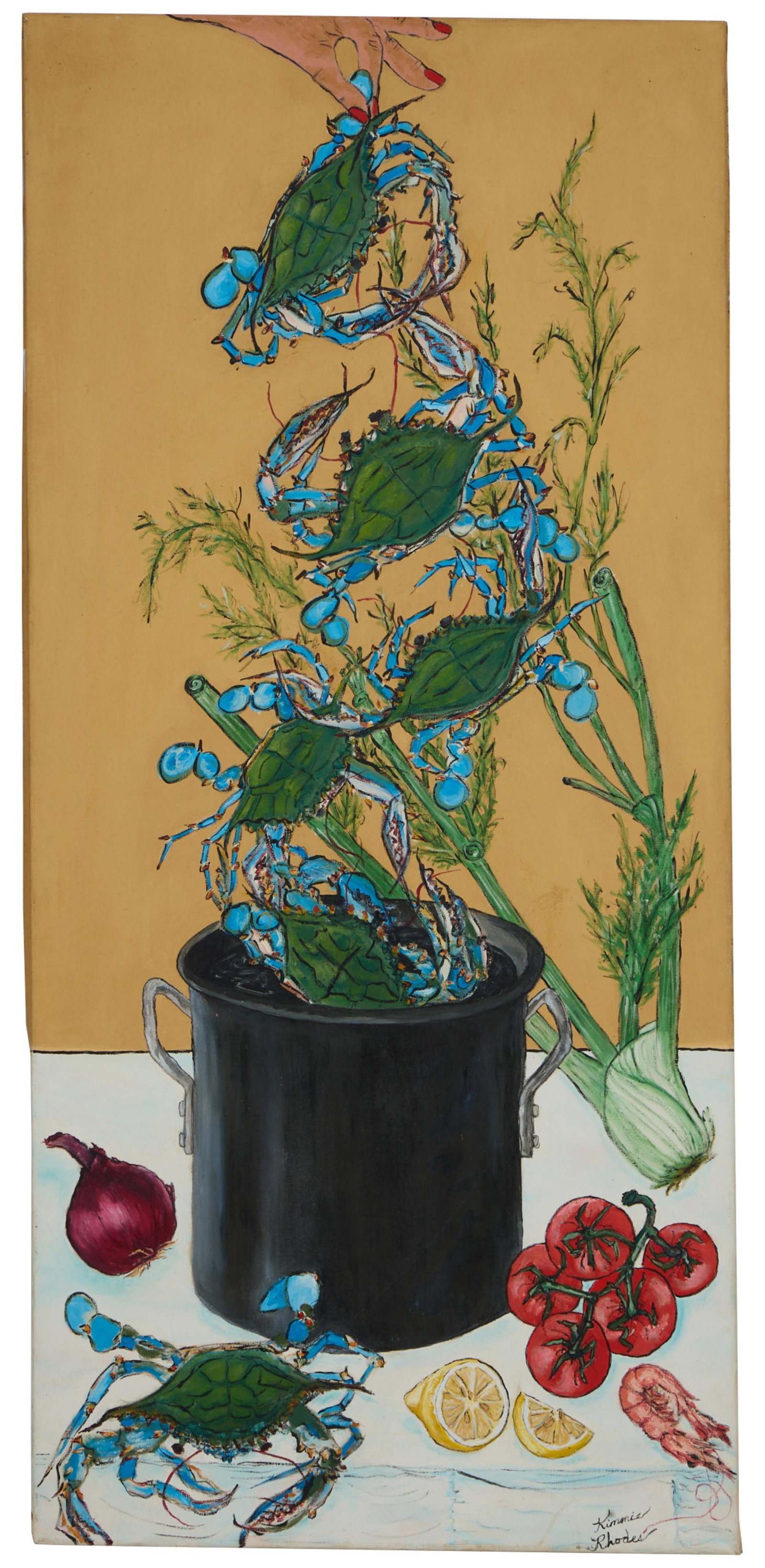 Kimmie Rhodes (American/Texas, b. 1954), "Crab Boil," H.- 52 in., W.- 24 in. (1 of 3)