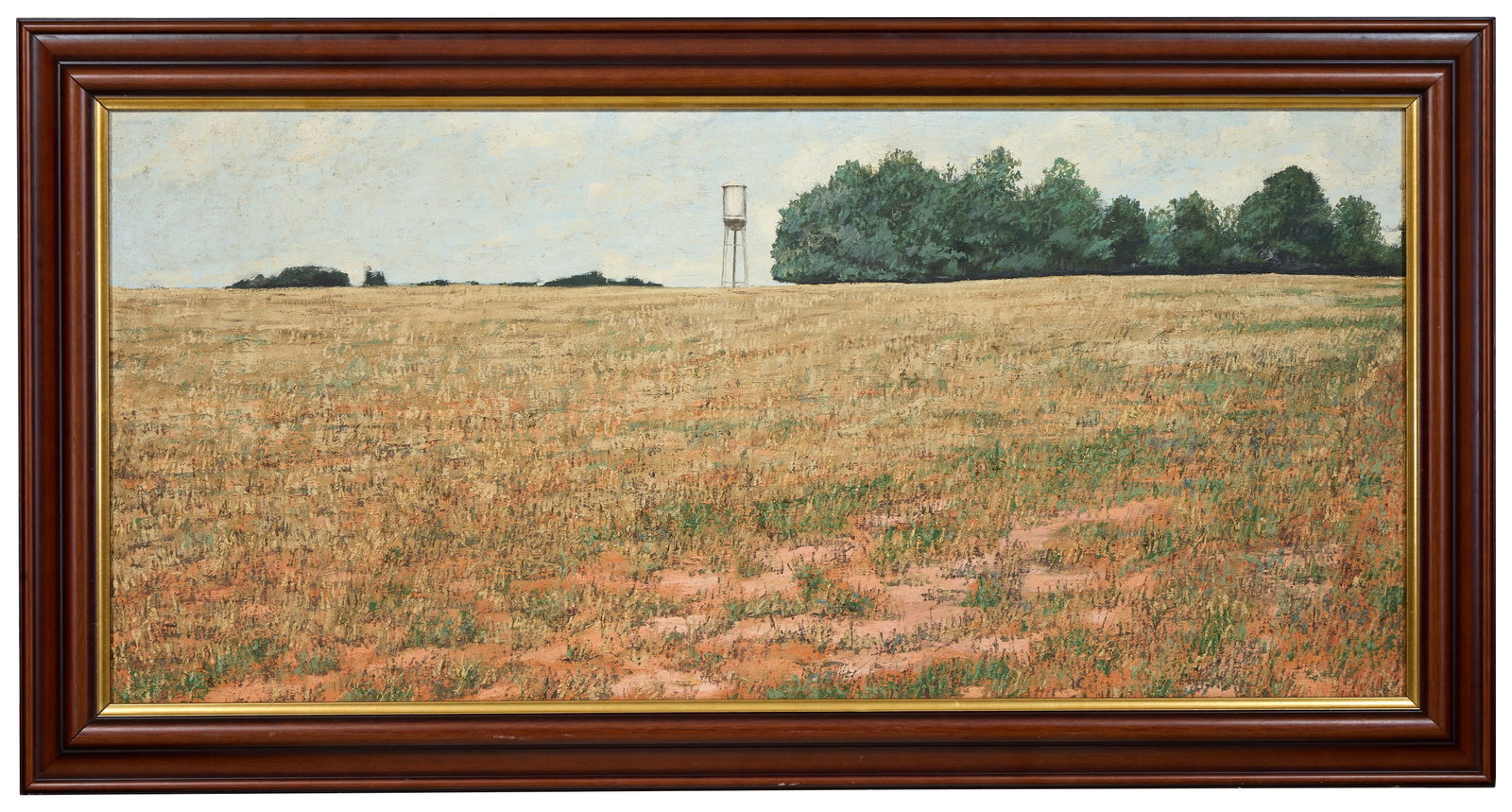 American School (20th Century), "Field with Water Tower," H.- 21 3/4 in., W.- 47 1/4 in., Framed- (1 of 3)