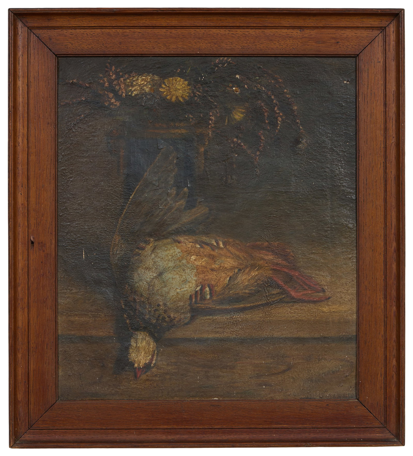 Continental School (19th Century), "Nature Morte: Still Life with Game," H.- 14 3/8 in., W.- 13 in.,: Continental School (19th Century), "Nature Morte: Still Life with Game," oil on canvas, faintly and indistinctly signed lower right, presented in a wood frame, H.- 14 3/8 in., W.- 13 in., Framed- H.- 