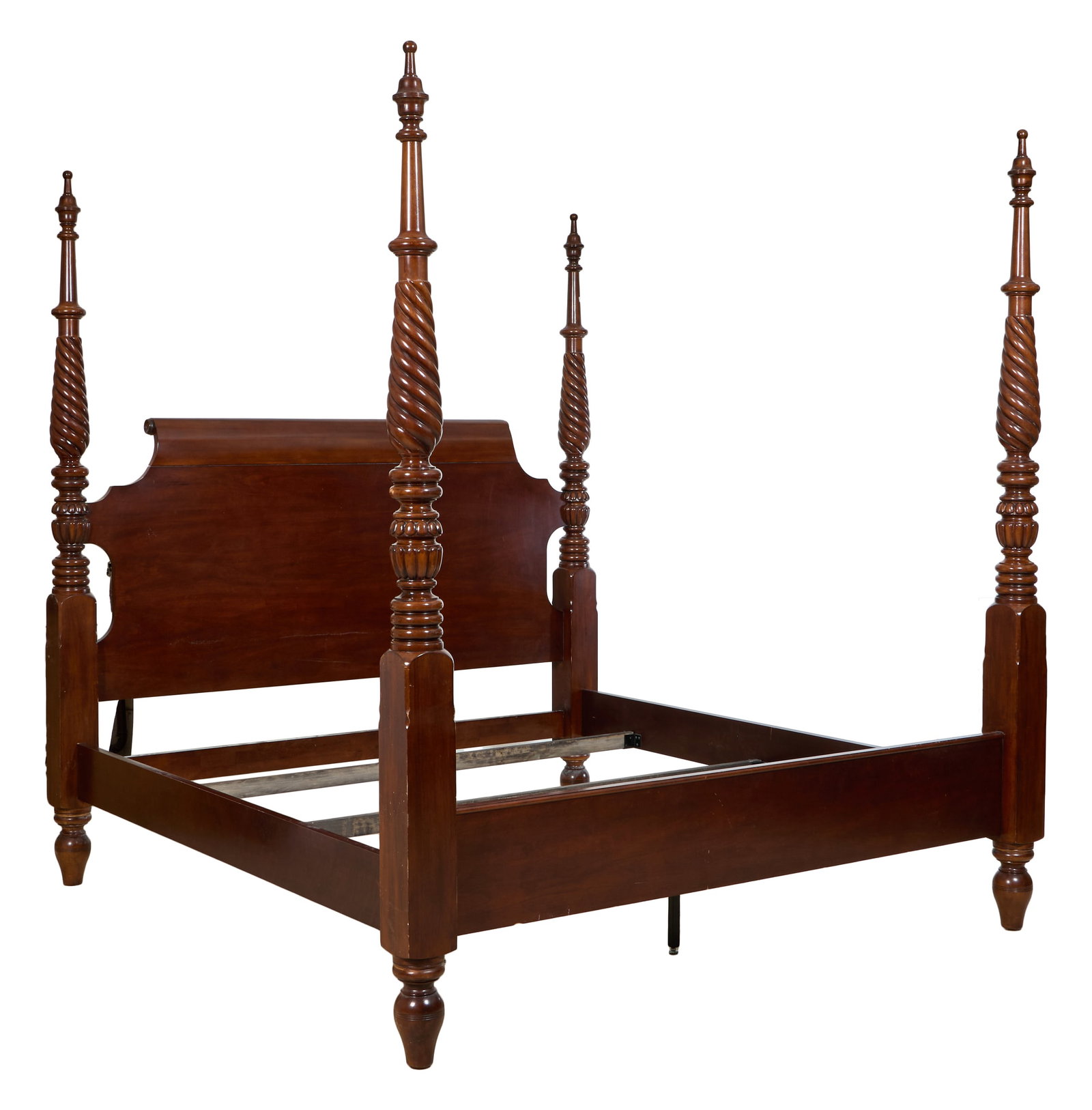King Size American Federal Style Four Post Mahogany Bed, late 20th c., H.- 91 in., Int. L.- 82 in., (1 of 1)