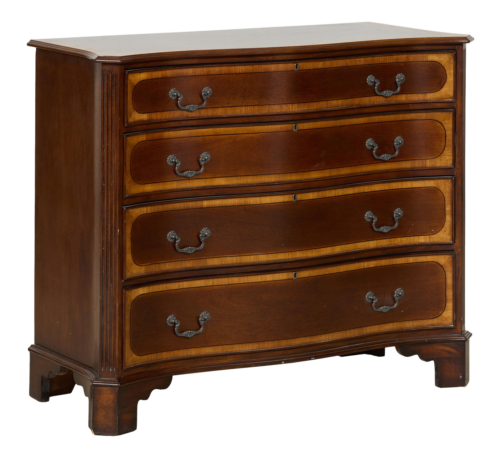 American Federal Style Inlaid Serpentine Chest of Drawers, mid/late 20th c., H.- 39 3/8 in., W.- 48 (1 of 1)