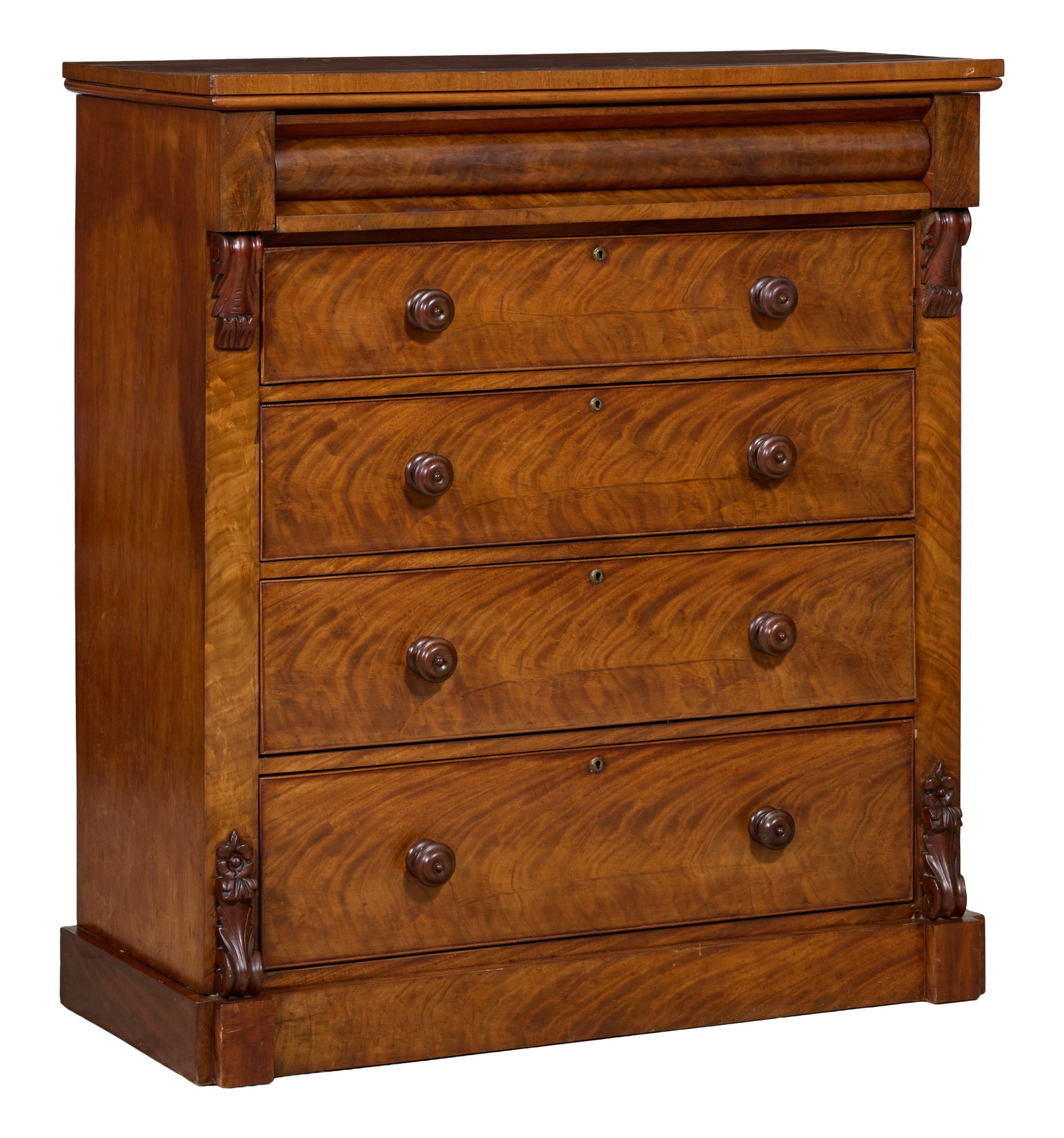 English William IV Walnut Gentleman's Tall Chest, mid 19th c., H.- 50 1/2 in., W.- 46 in., D.- 20 (1 of 1)