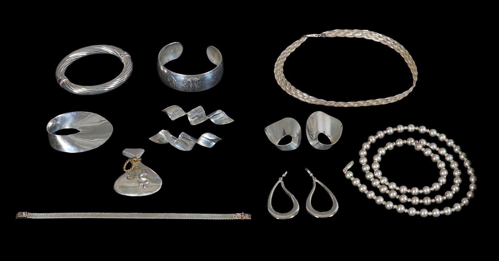 Thirteen Piece Group of Sterling Jewelry, App. Total Wt.- 7.56 Troy oz.; Strand- L.- 30 in. (13 (1 of 7)