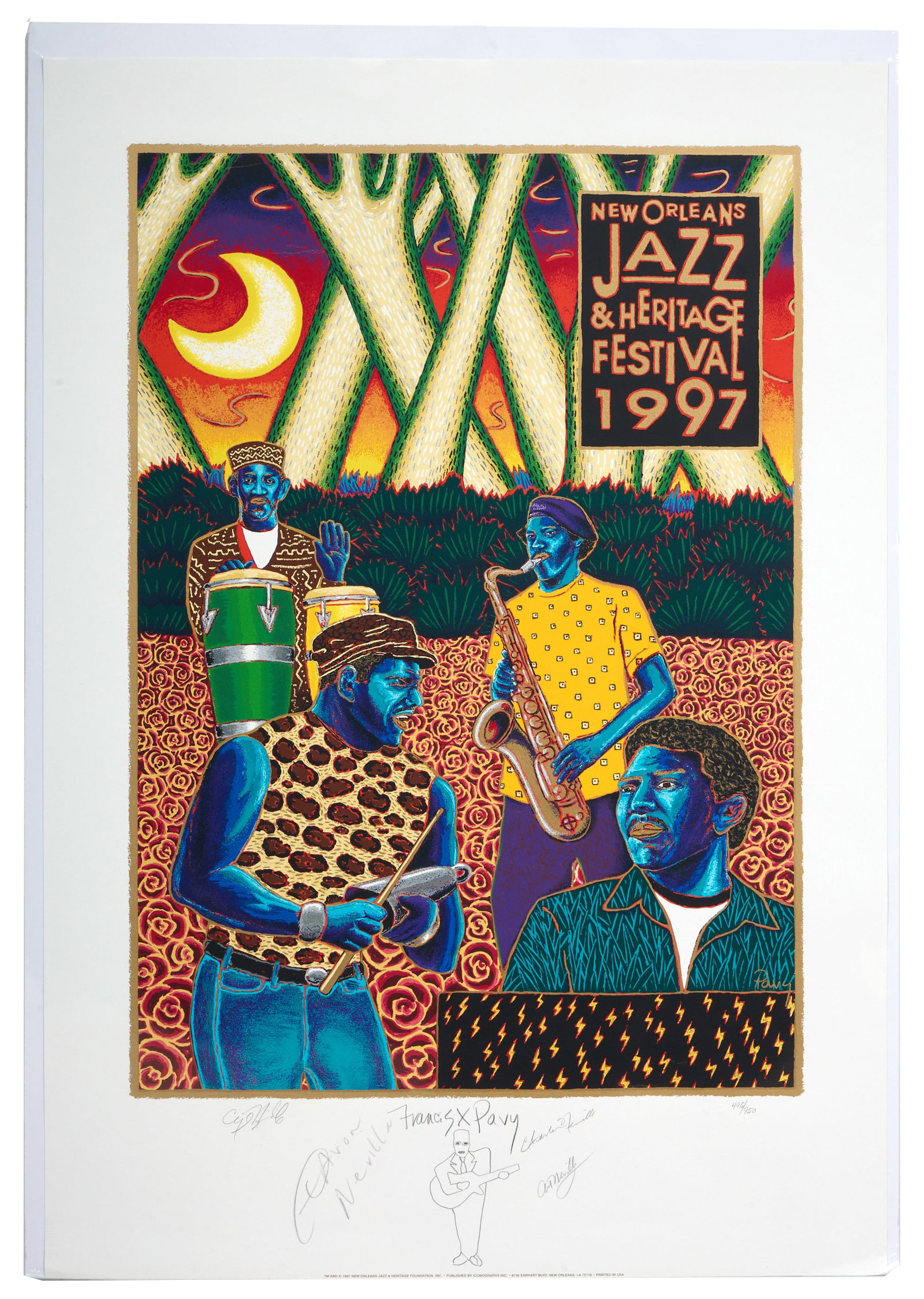 Francis X. Pavy (American/Louisiana, b.1954), "New Orleans Jazz & Heritage Festival," 1997, Sheet- (1 of 7)