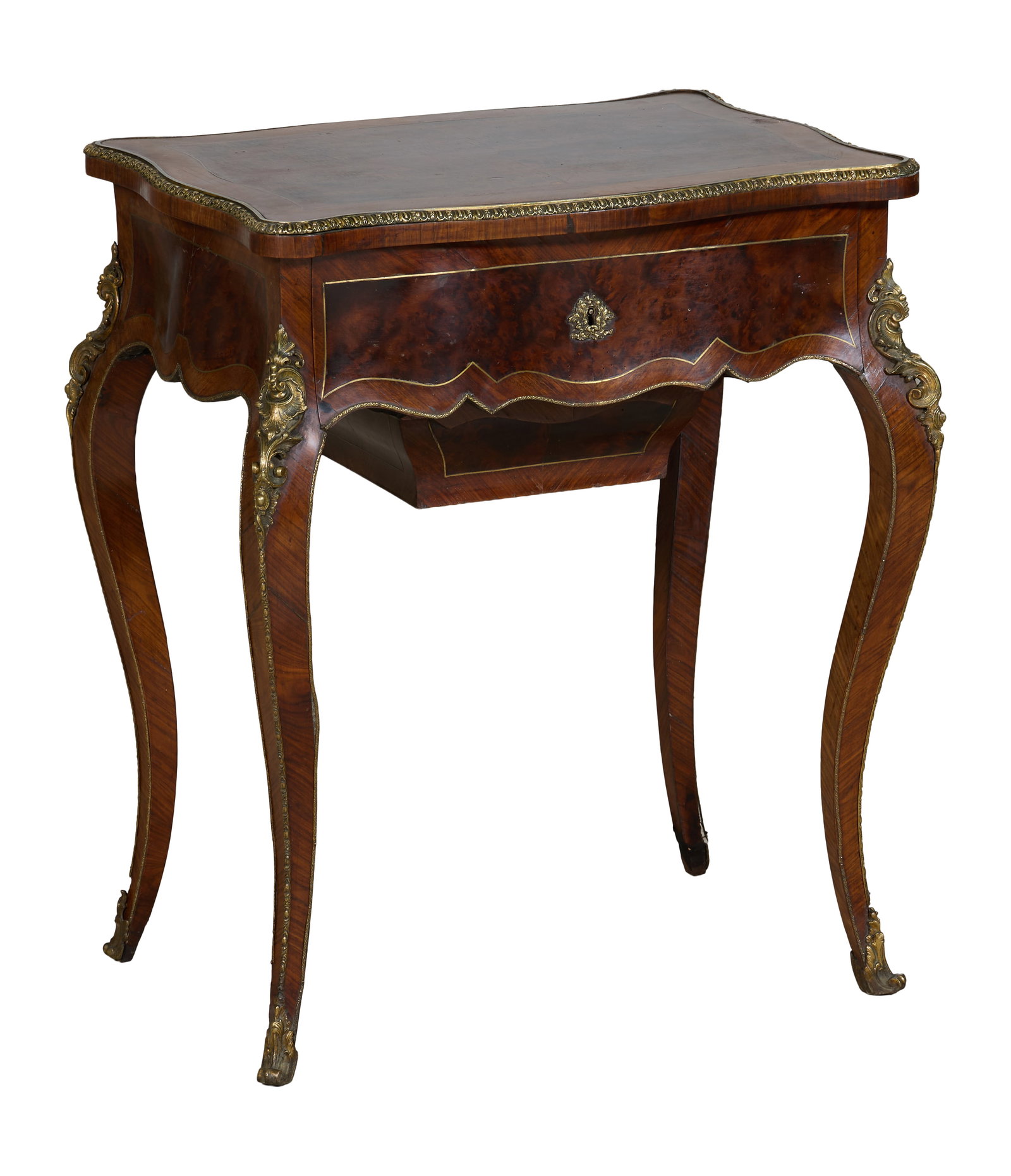 French Napoleon III Ormolu Mounted Brass Inlaid Poudreuse, late 19th. c., H.- 29 in., W.- 25 in., (1 of 2)