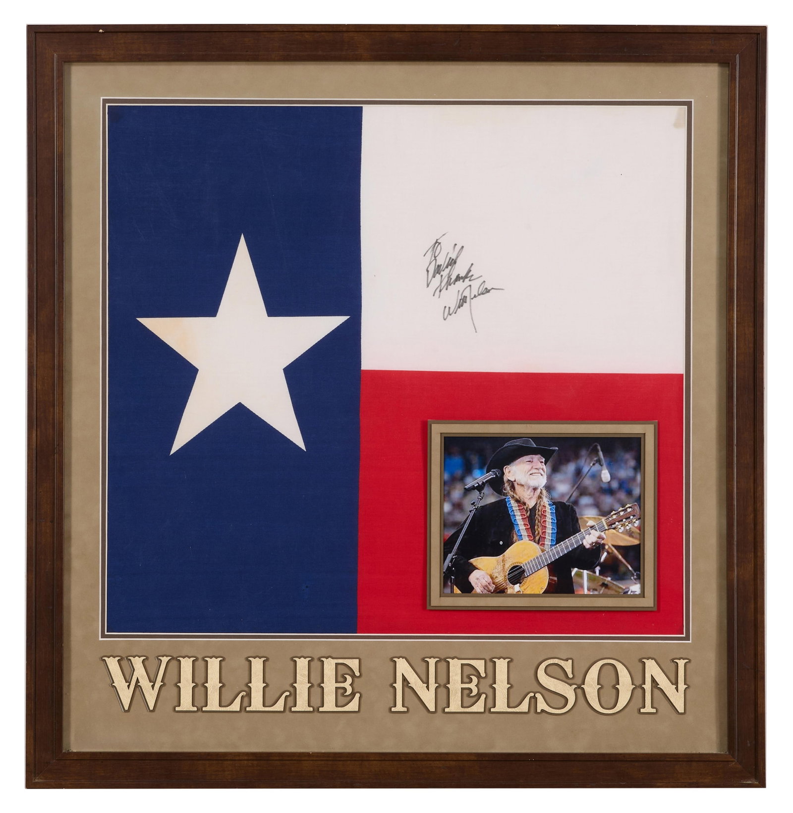 Willie Nelson Autographed Texas Memorabilia, Overall- H.- 31 in., W.- 30 in. (1 of 5)