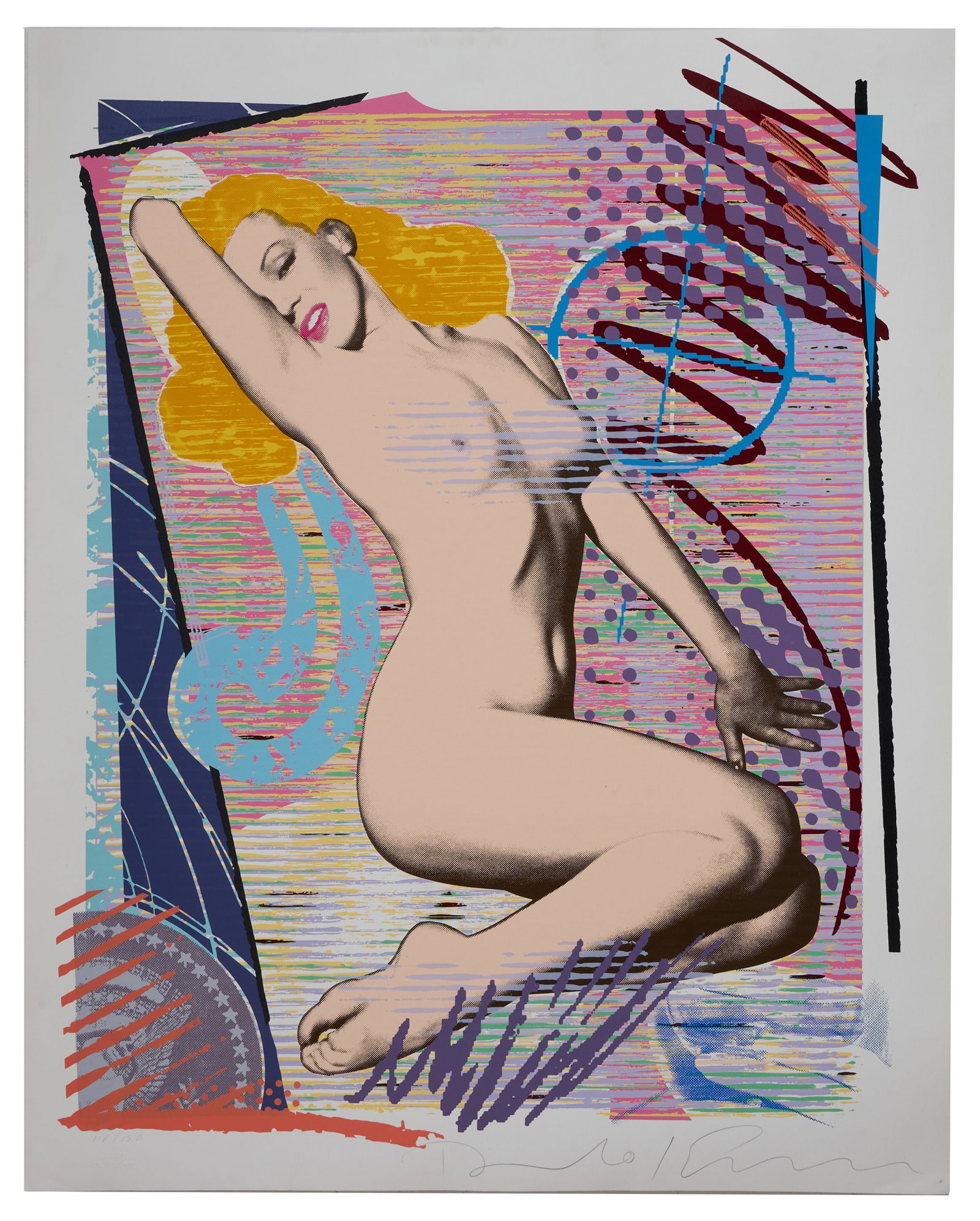 Richard Duardo (American, 1952-2014) and Jim "TAZ" Evans (American, b. 1950), "Marilyn I," 1988, H.-: Richard Duardo (American, 1952-2014) and Jim "TAZ" Evans (American, b. 1950), "Marilyn I," 1988, color serigraph on paper, pencil signed lower right and numbered "99/250" lower left, unframed, shrink 