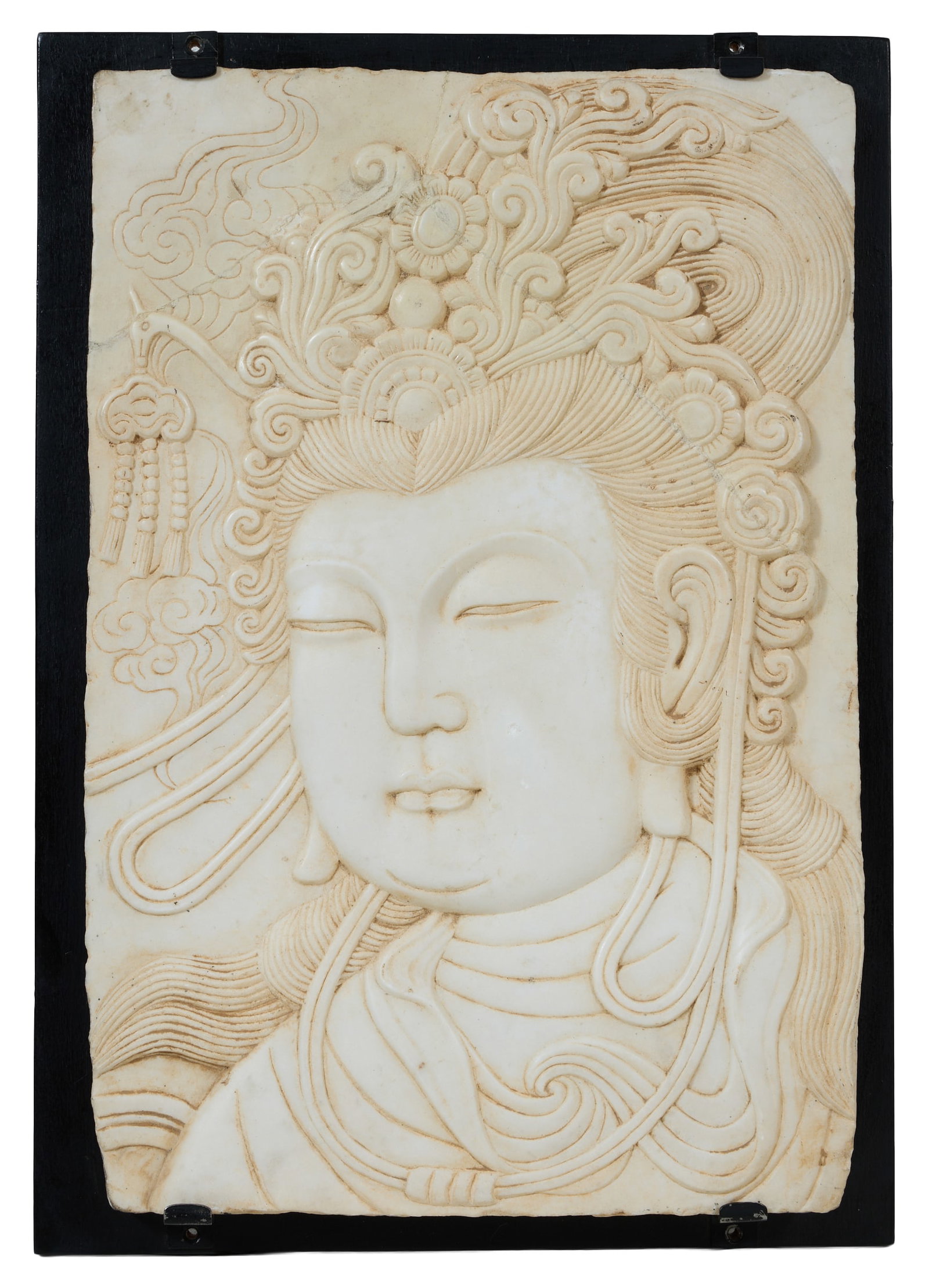 Chinese Ming Style Marble Relief Plaque, 20th c., Plaque- H.- 18 1/4 in., W.- 12 1/2 in., D.- 1 in., (1 of 2)