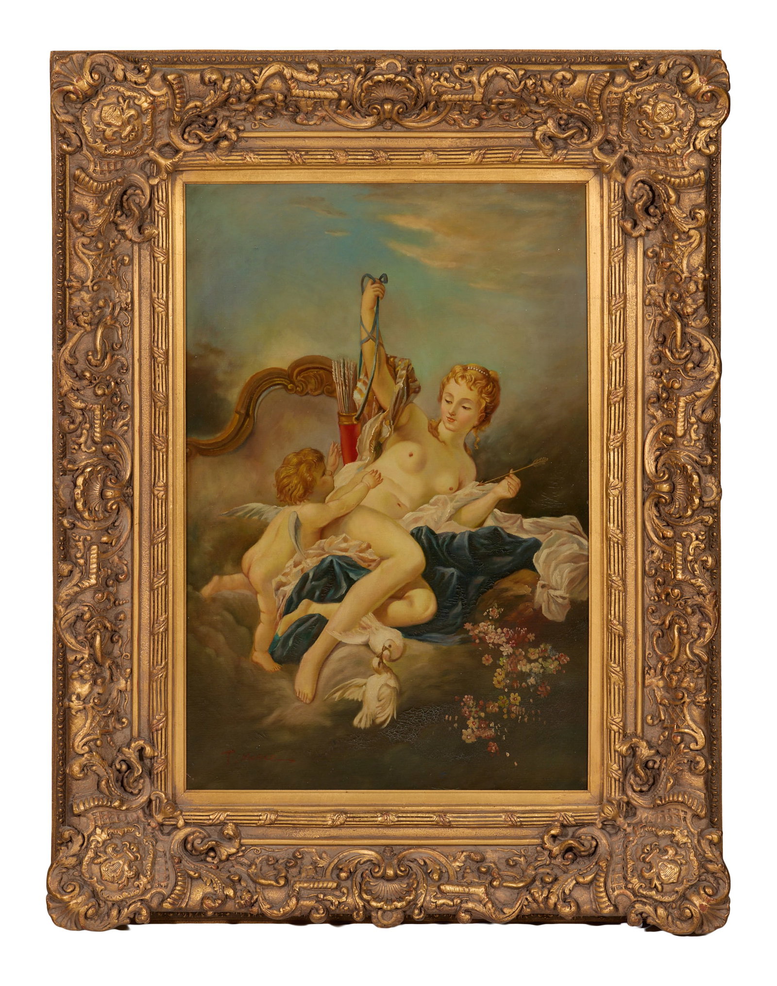 After Francois Boucher (French, 1703-1770), "Venus Disarming Cupid (1751)," H.- 36 in., W.- 24 in., (1 of 4)
