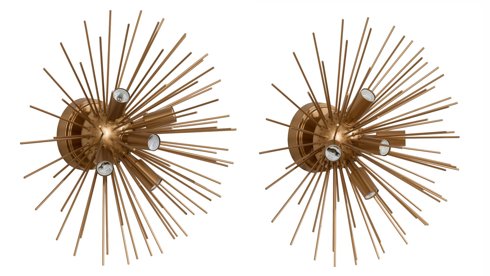Contemporary Pair of Brass Sputnik Style Ceiling Lights or Sconces, 20th c., Each.- H.- 11 in., (1 of 5)