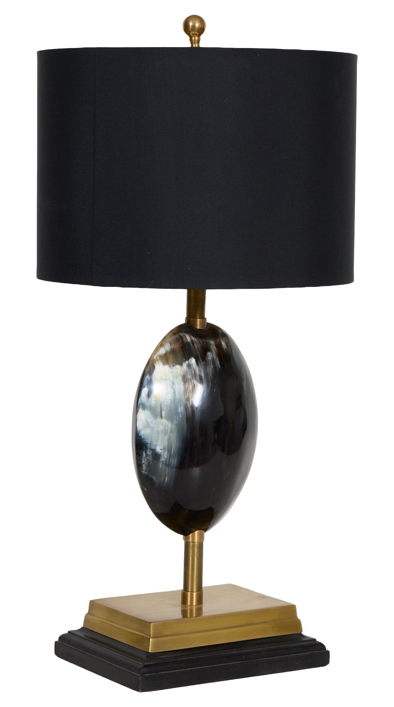 Contemporary Brass Horn Lamp, 21st c., H.- With Shade- 29 in., W.- 9 7/8 in., D.- 7 3/4 in. (1 of 3)
