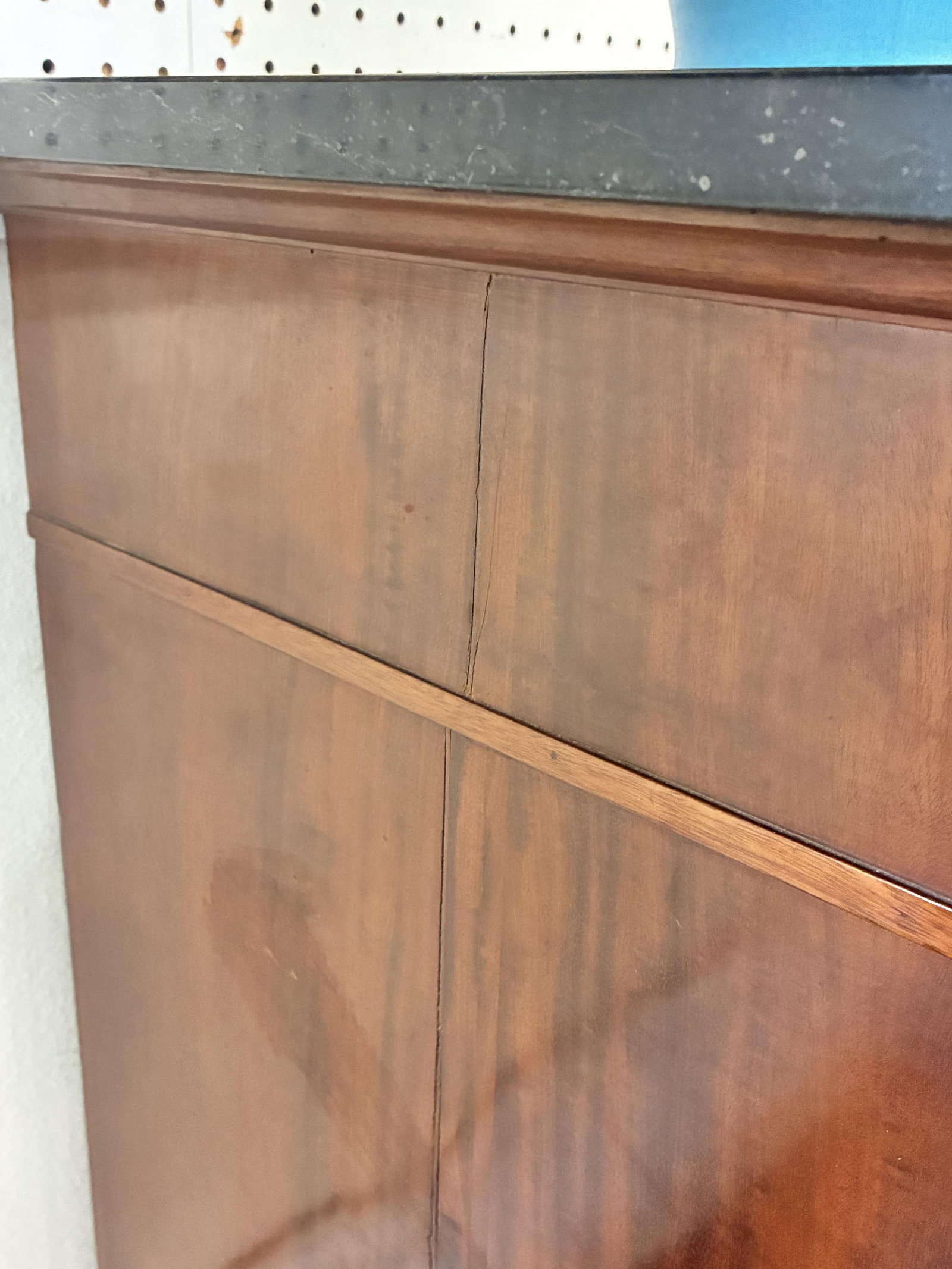 French Louis XVI Style Marble Top Walnut Sideboard, mid 19th c., H.- 38 1/2 in., W.- 64 3/4 in., D.- - 10