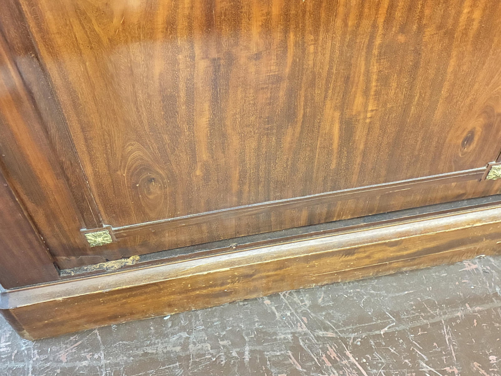 French Louis XVI Style Marble Top Walnut Sideboard, mid 19th c., H.- 38 1/2 in., W.- 64 3/4 in., D.- - 12