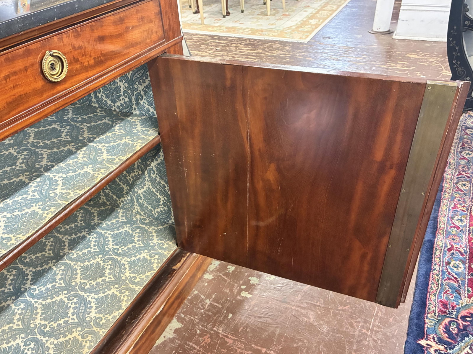 French Louis XVI Style Marble Top Walnut Sideboard, mid 19th c., H.- 38 1/2 in., W.- 64 3/4 in., D.- - 19