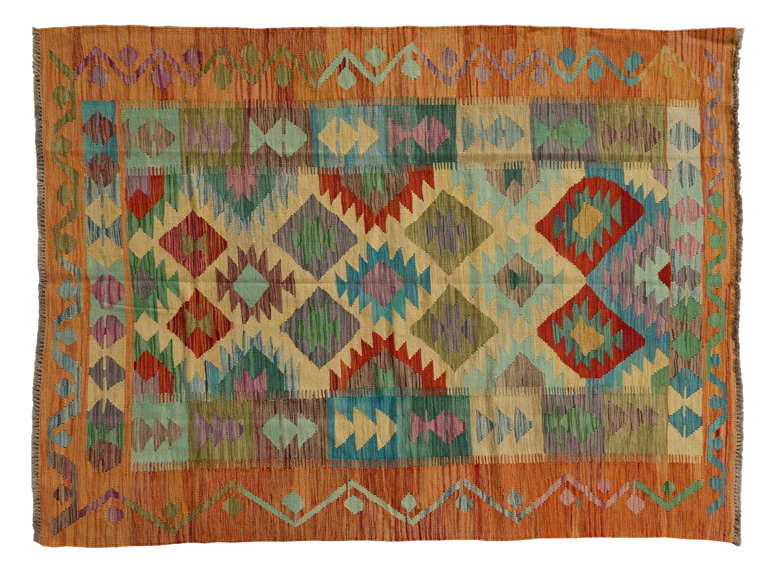 Turkish Kilim Carpet, 4' 10 x 6' 6. (1 of 2)