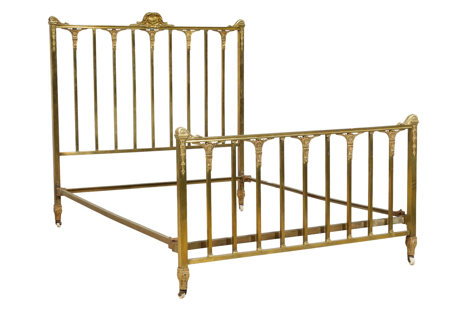 French Napoleon III Ormolu Mounted Brass Bed, late 19th c., H.- 58 1/2 in., Int. L.- 74 in., Int. (1 of 6)