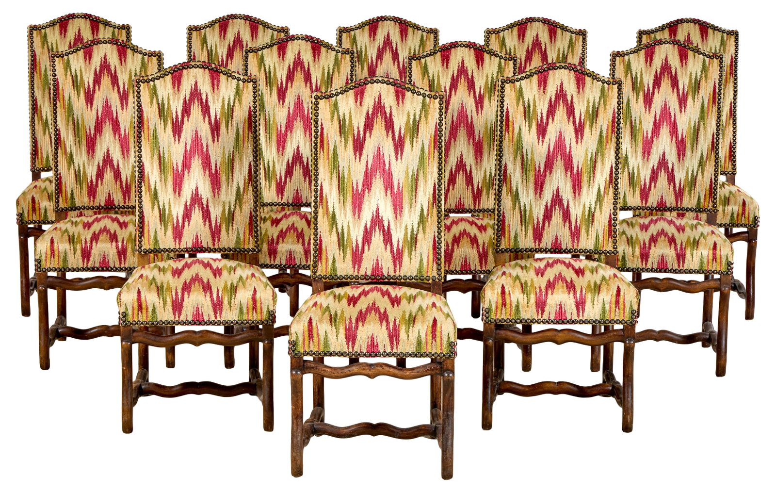 Set of Twelve French Louis XIII Style Os de Mouton Dining Chairs, late 19th c., Each- H.- 43 1/2 (1 of 2)