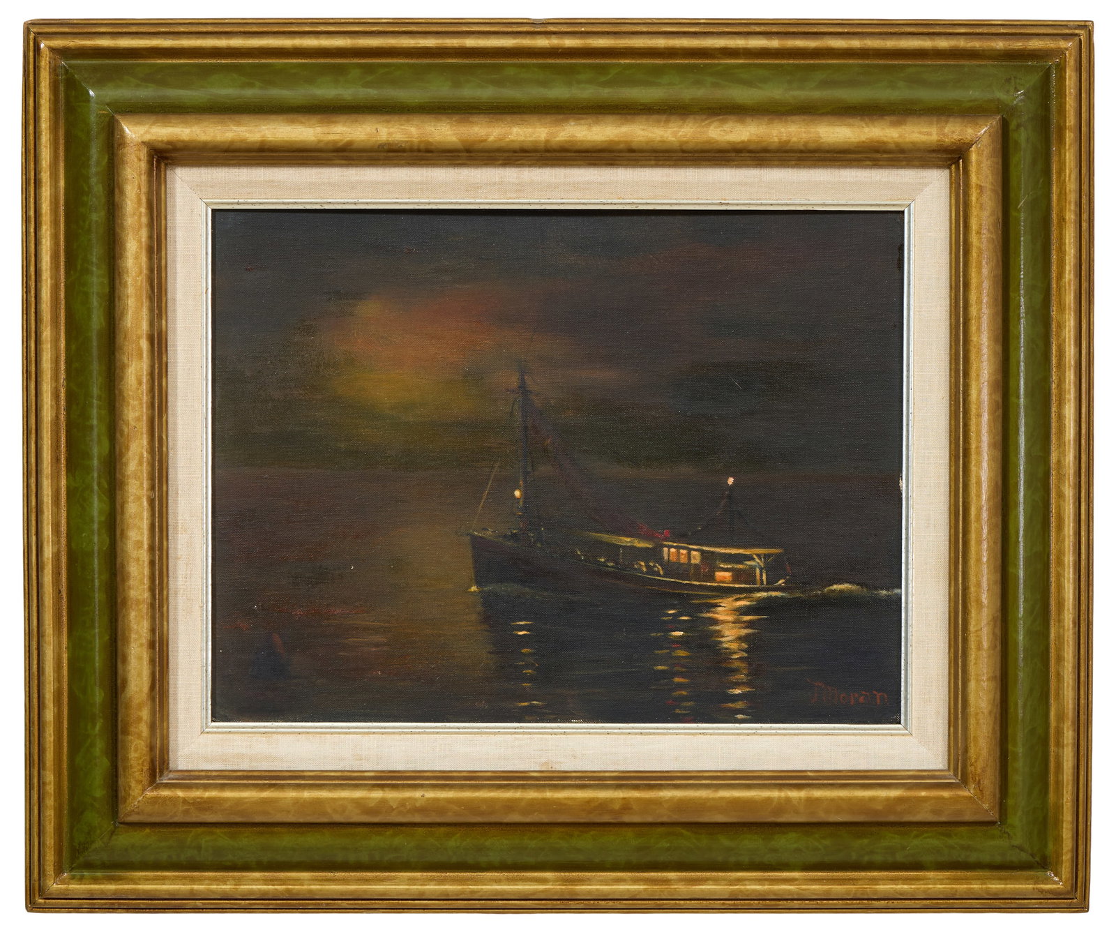 Joe Moran (American/Mississippi, 1919-1999), [Shrimp Boat] "After Dark," May 1964, H.- 16 in., W.- (1 of 5)
