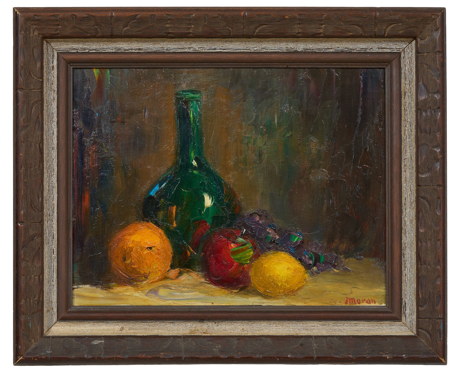 Joe Moran (American/Mississippi, 1919-1999), "Still Life with Fruit and Bottle," 1986, H.- 12 in., (1 of 4)