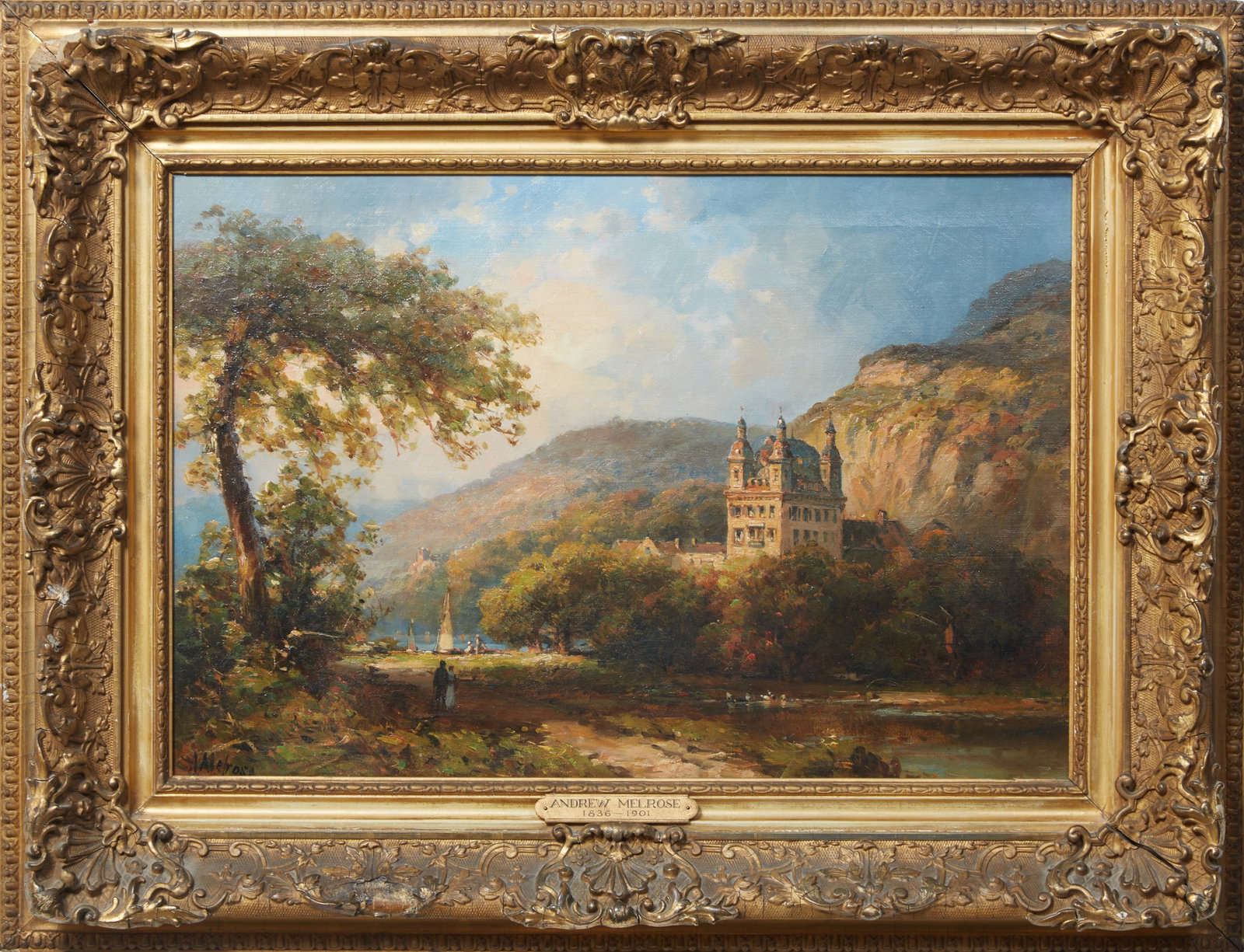 Andrew Melrose (Scottish, 1836-1901), "Promenade near the Castle," 19th c., H.- 14 1/4 in., W.- 20 (1 of 5)