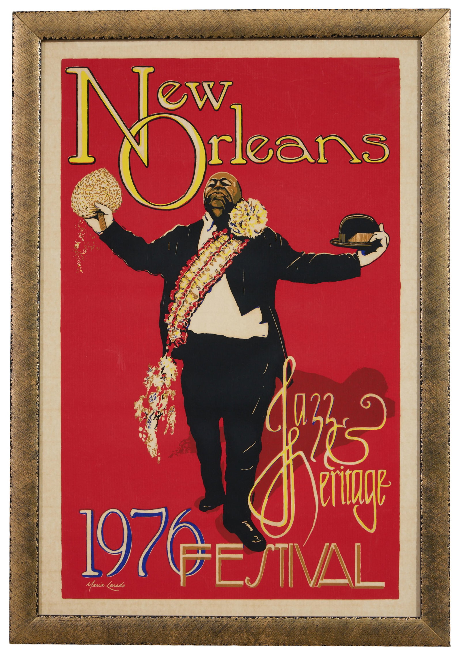 Maria Laredo (American/New Orleans, b. 1948), "New Orleans Jazz & Heritage Festival Poster with Fats (1 of 4)