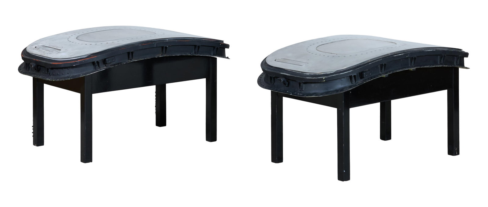 Pair of Airplane Door Exit Side Tables, late 20th c., Each- H.- 20 in., W.- 39 in., D.- 21 3/4 in. (1 of 2)