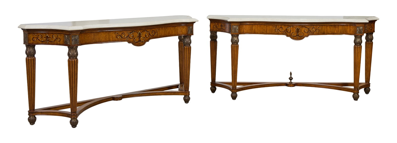 Pair of Maitland Smith William IV Style Marble Top Consoles, late 20th c., Each- H.- 36 1/4 in., W.- (1 of 7)