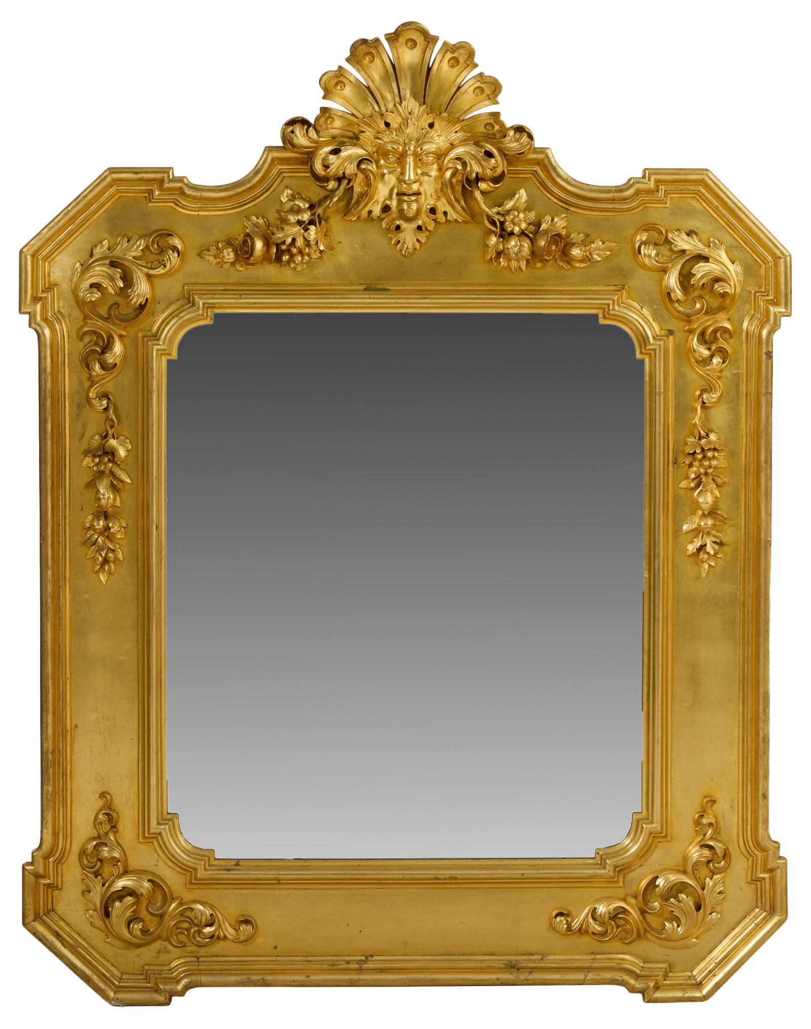 Large French Belle Epoque Carved Giltwood Mirror, late 19th c., H.- 76 in., W.- 62 in., D.- 5 in. (1 of 2)